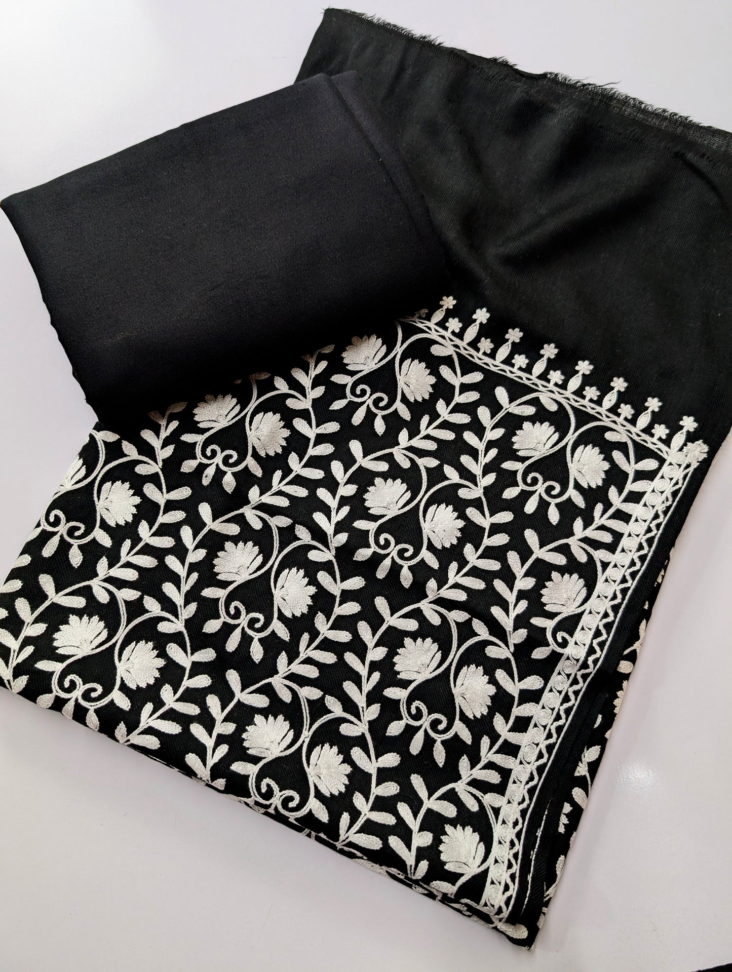 Pashmina 3 Piece Suit | Embroidered Shawl with Plain Suit Marina