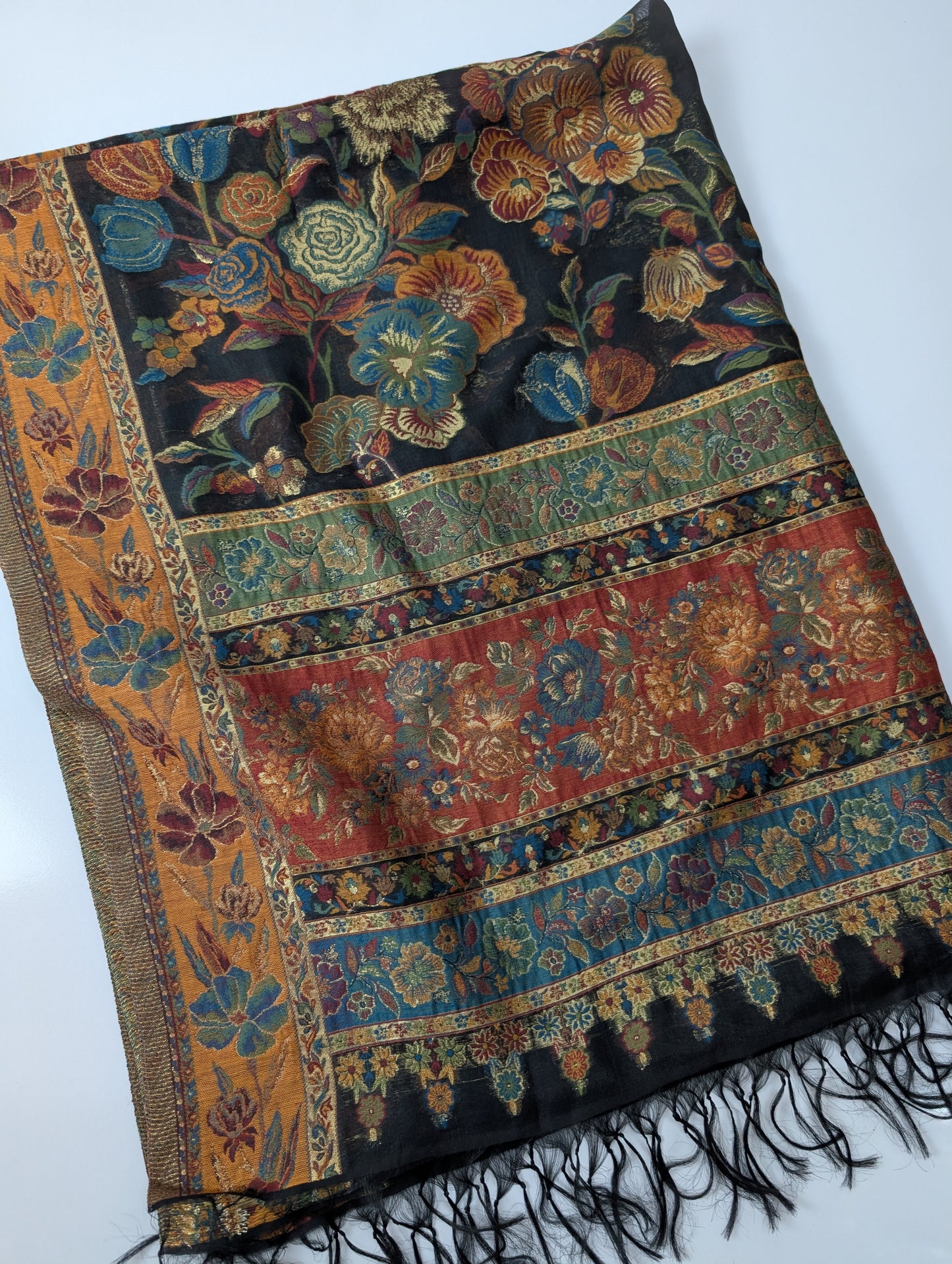 Luxury Kani Silk Shawl, Wedding Wrap Perfect Gift Made in Kashmir | Black
