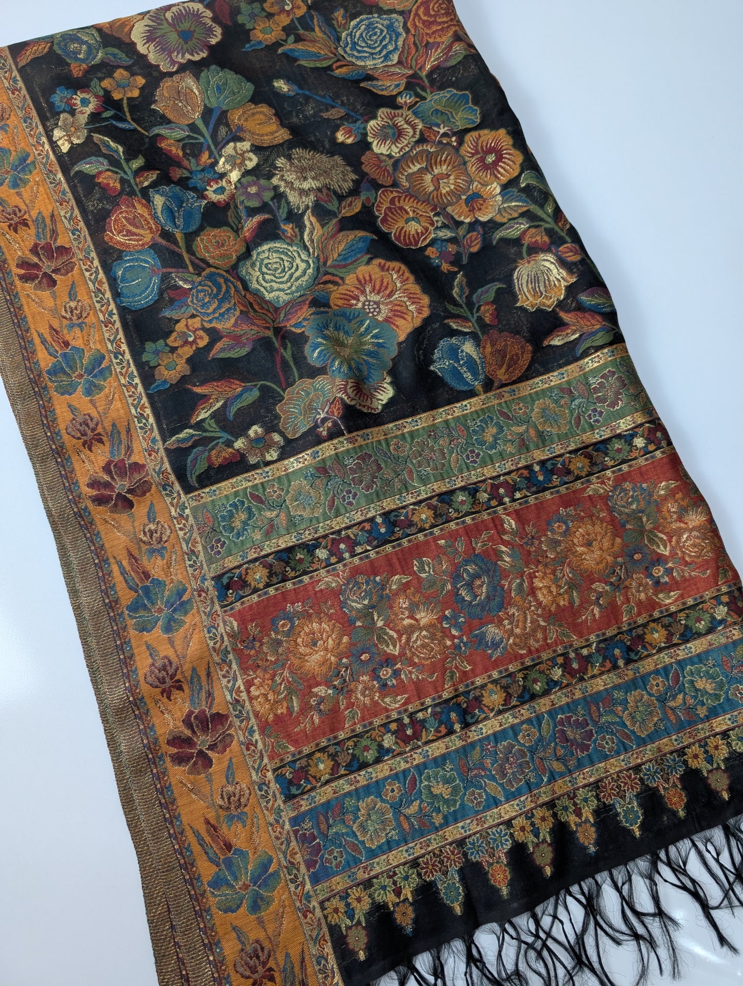 Luxury Kani Silk Shawl, Wedding Wrap Perfect Gift Made in Kashmir | Black