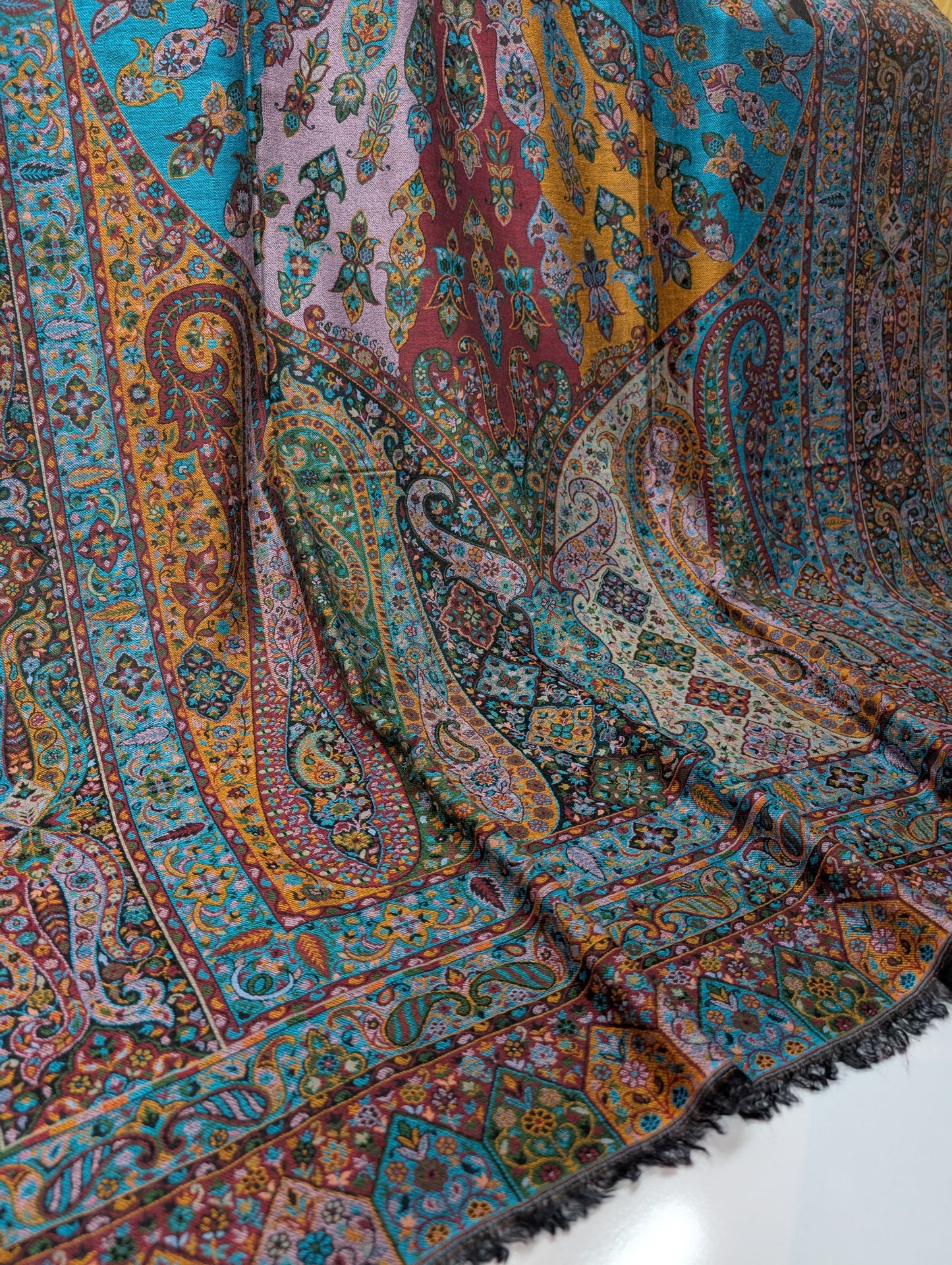 Kani Shawl Qalamkar Design Weaved Jamawar Toosh Shawl Made in Kashmir Full Size Shawl Perfect Gift