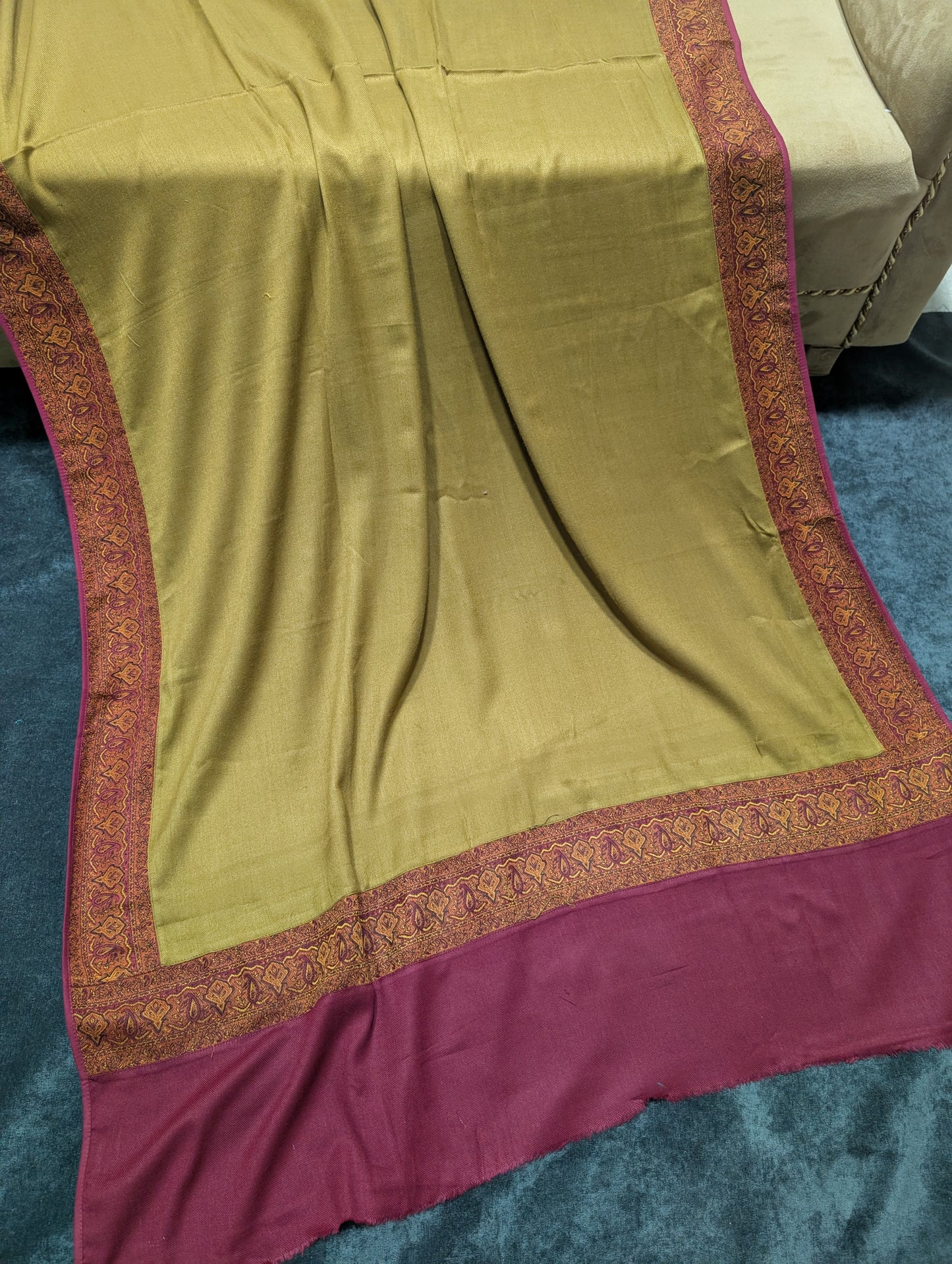 Kani Border Pashmina Shawl | Perfect Gift Item in Sale Price | Dark Mustard