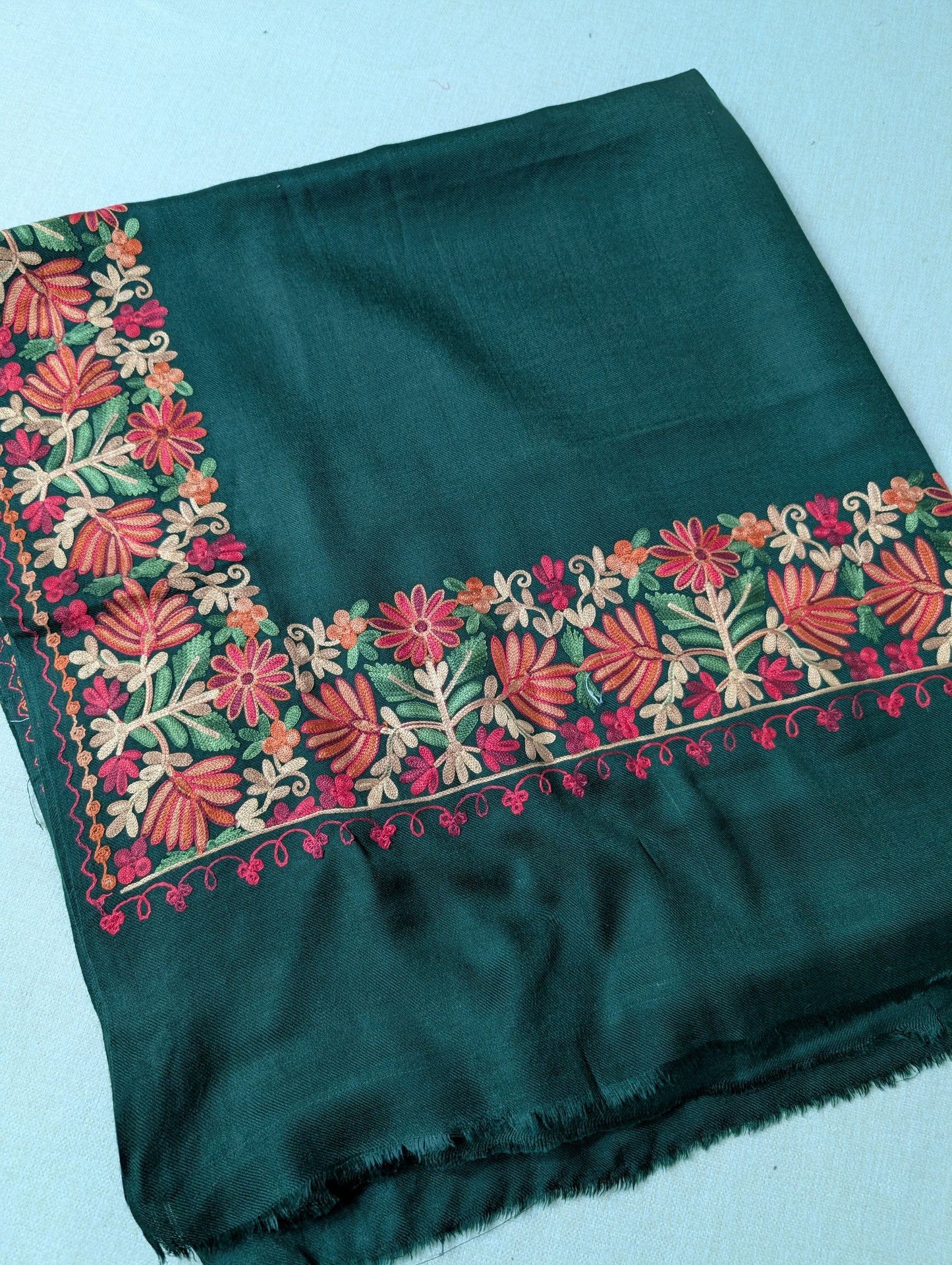 Kashmiri Shawl | Fine Pashmina Aari 4 Side Border Shawl Gift Item
