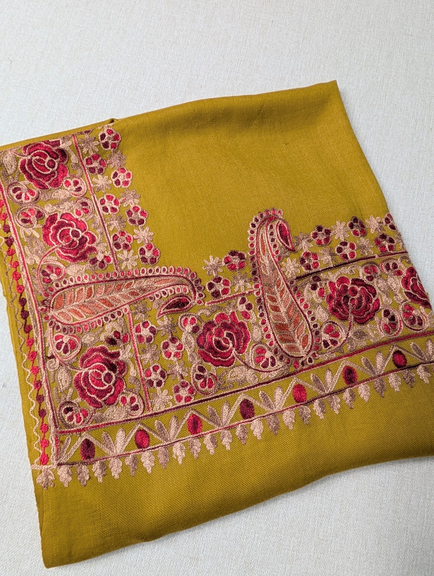 Kashmiri Shawl | Fine Pashmina Aari 4 Side Border Shawl Gift Item