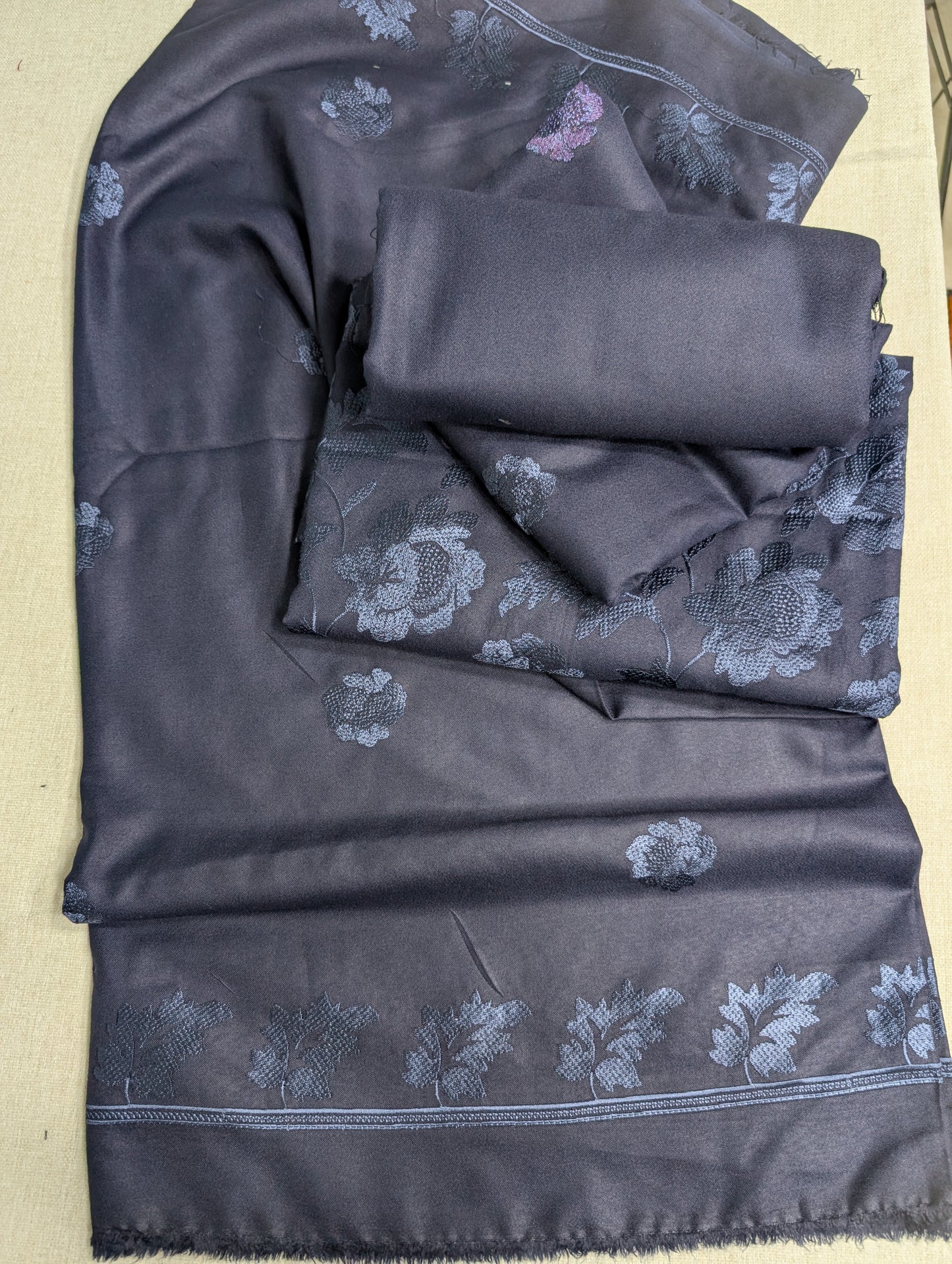 Marina 3 Piece Embroidered Suit Same on Same Embroidery Marina Shawls | Blue