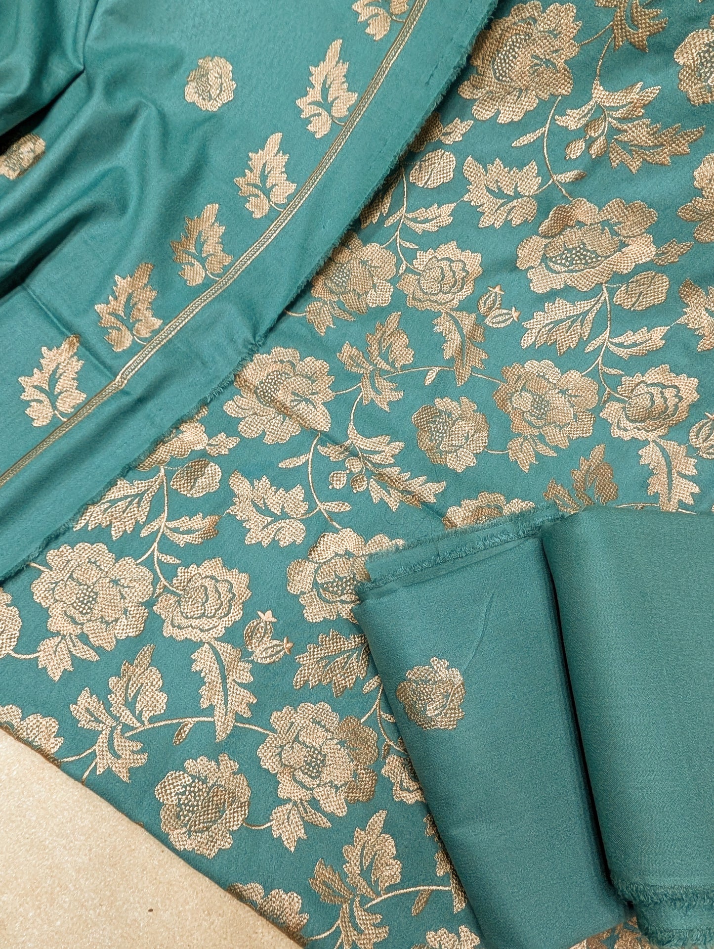Marina 3 Piece Embroidered Suit Skin Embroidery Marina Shawl | Pista Green