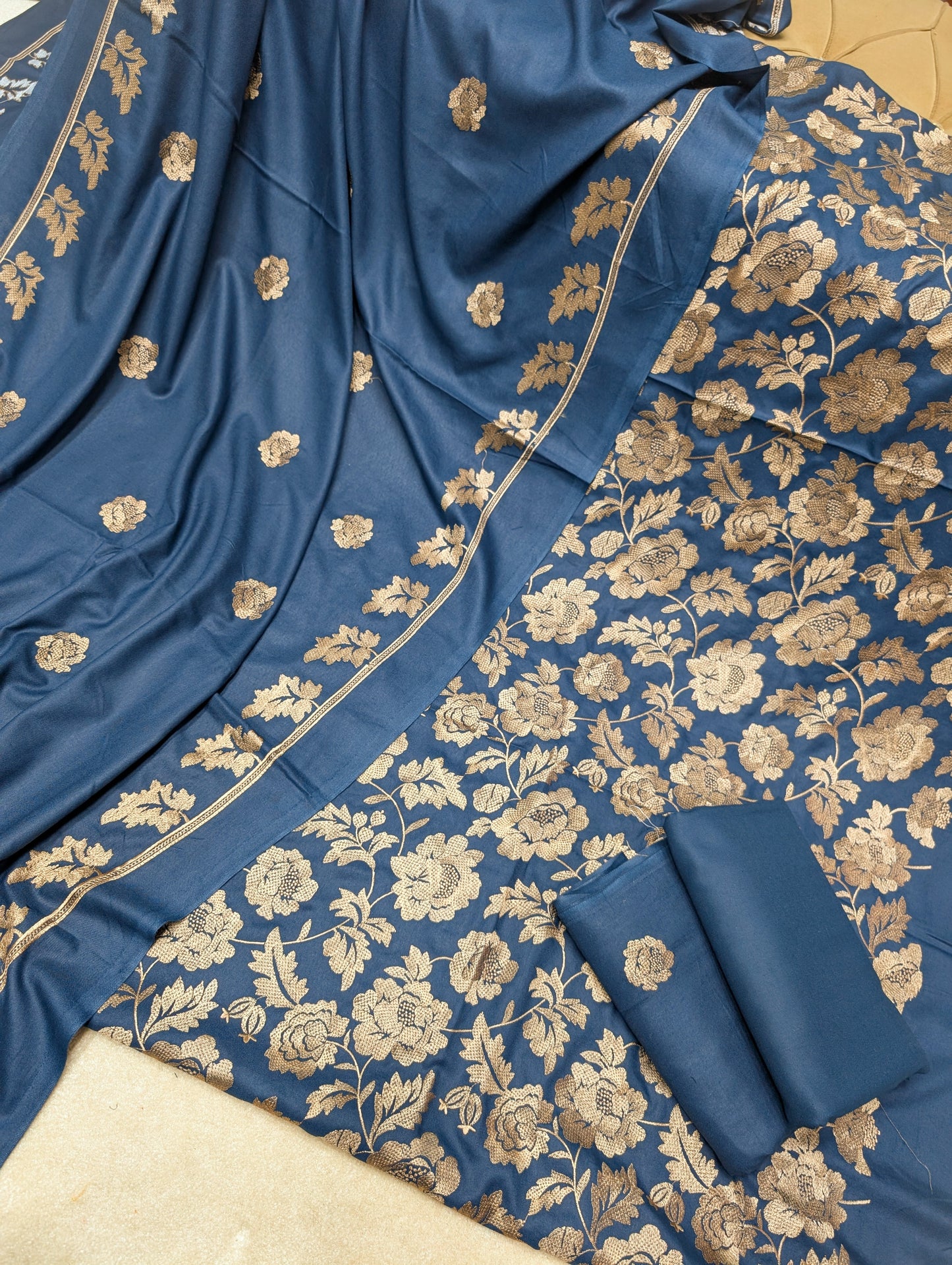 Marina 3 Piece Embroidered Suit Skin Embroidery Marina Shawl | Zinc