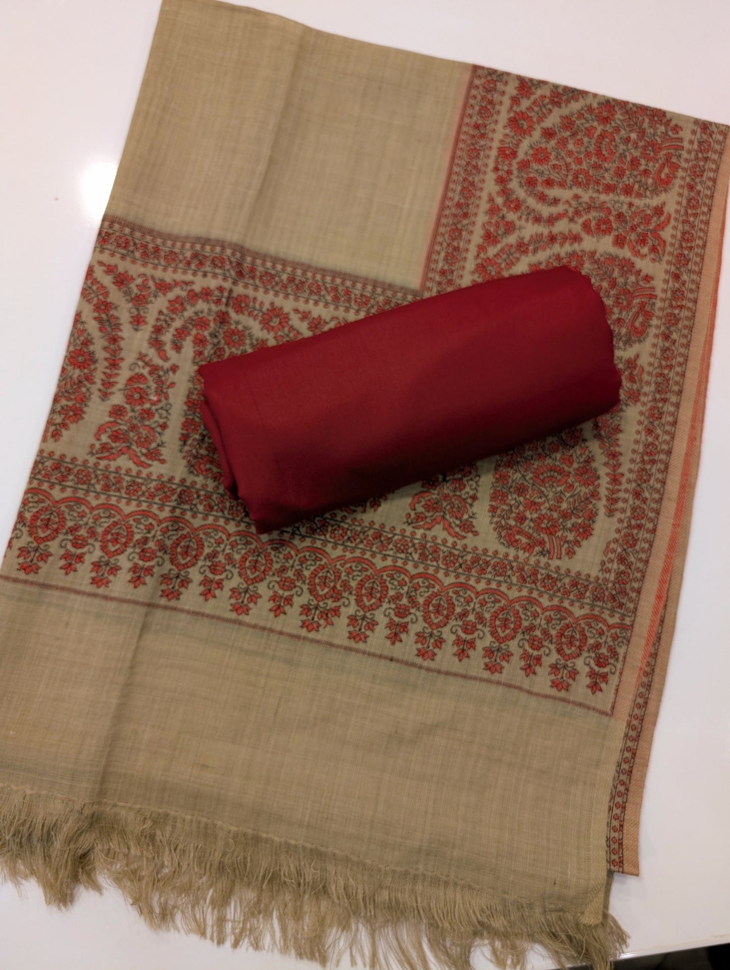 Pashmina 3 Piece Suit | Kani Pashmina Shawl With Marina Suit
