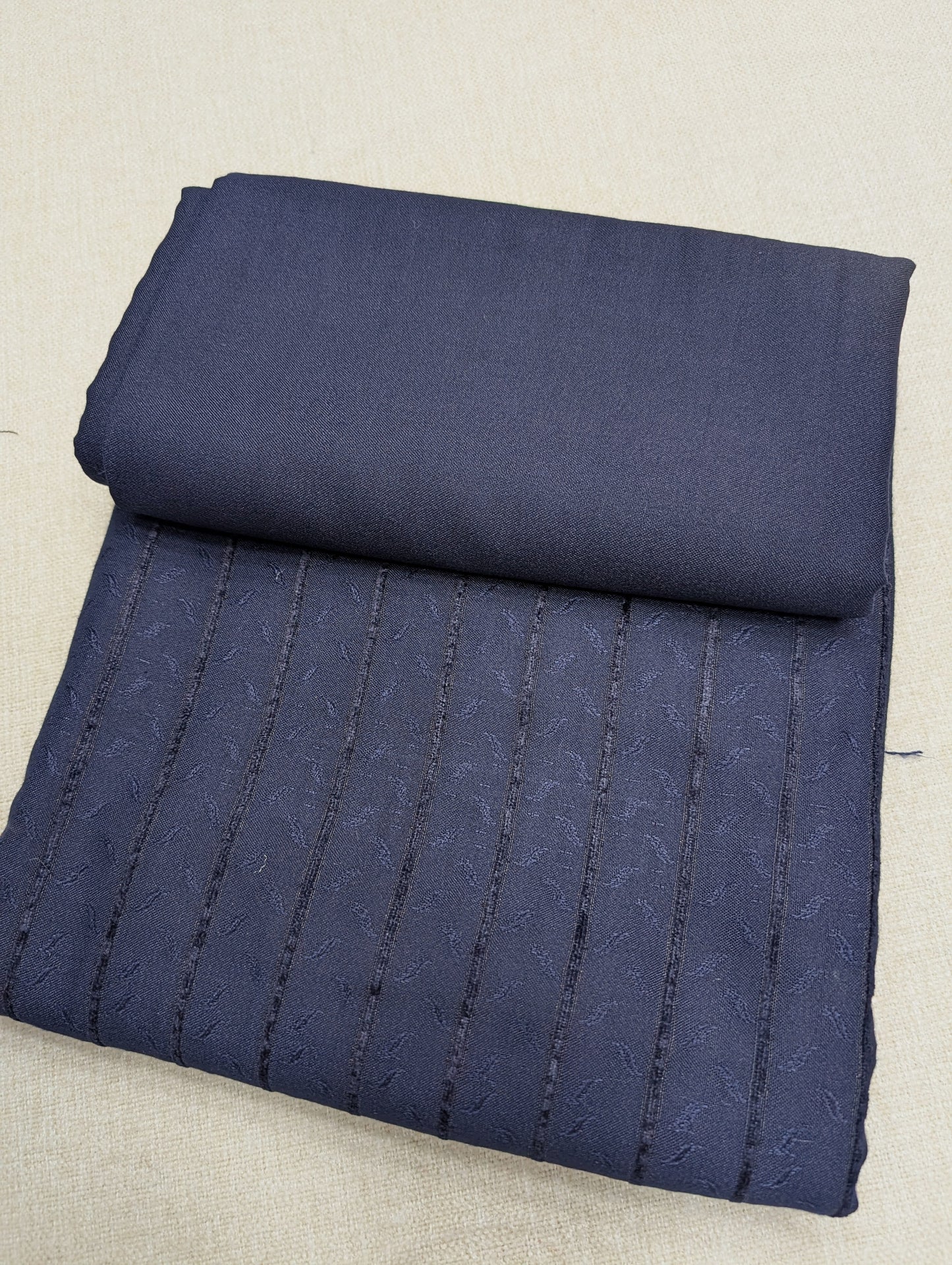 Self Design and Velvet Lining Suit Marina Suit 2 Pc | Perfect Winter Fabric 6 Yards | Navy Blue