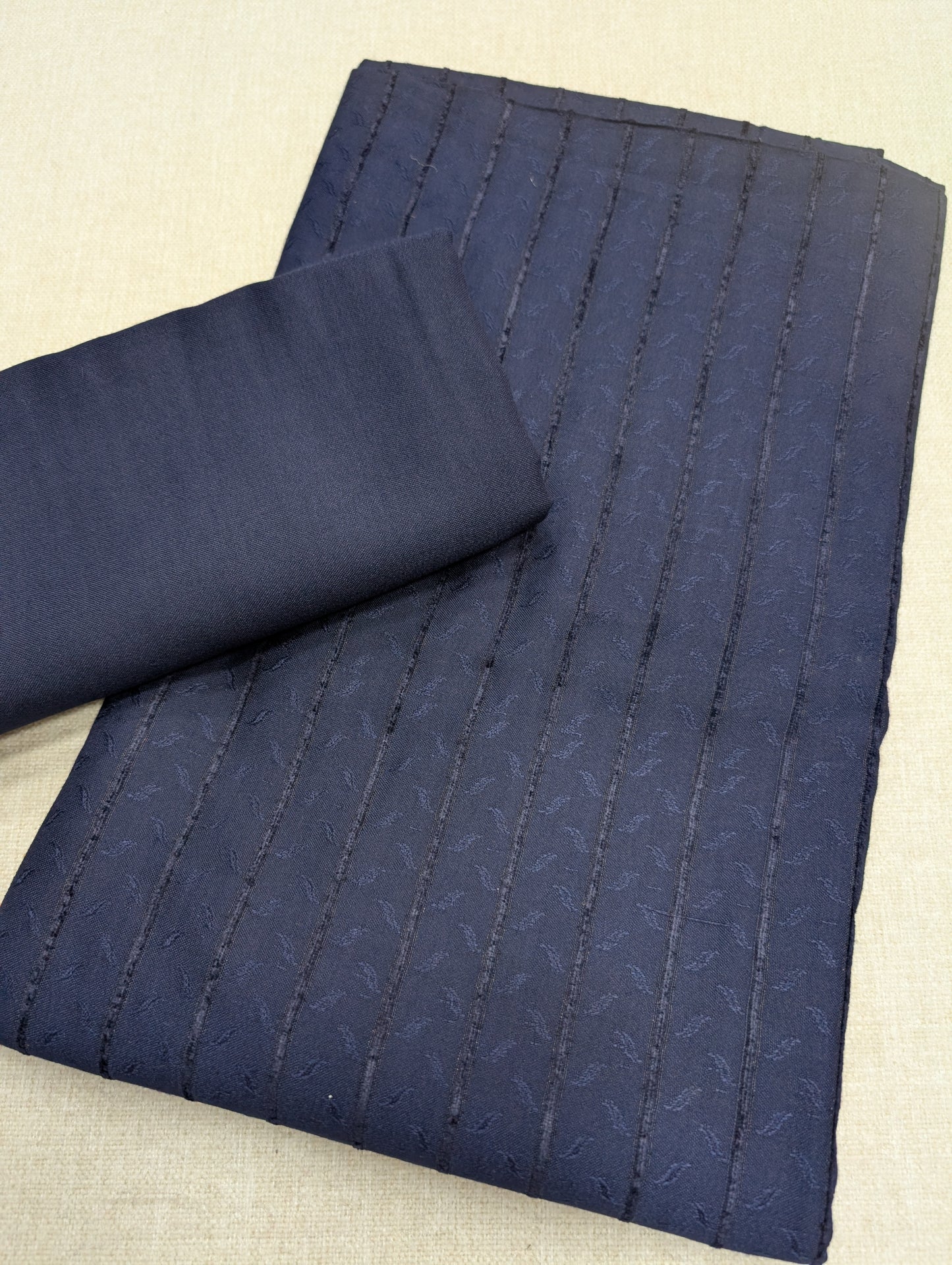 Self Design and Velvet Lining Suit Marina Suit 2 Pc | Perfect Winter Fabric 6 Yards | Navy Blue