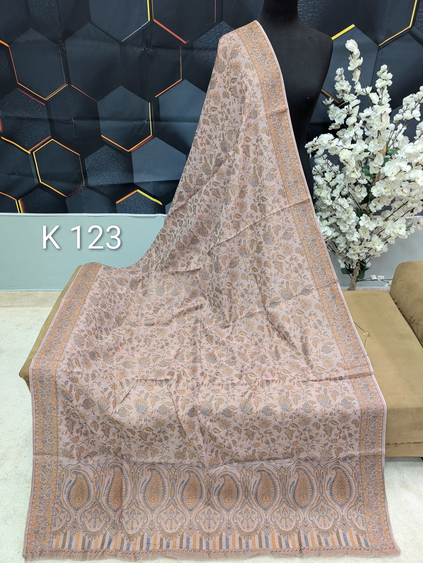 Lawn Full kani Shawl | Self Kani Shawl Full Size Pure Lawn | K123