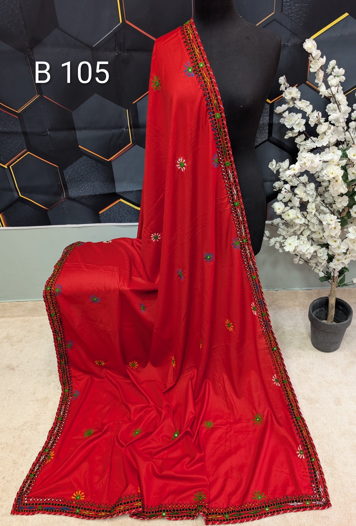 Swiss Lawn Handmade Balouchi Shawl 4 Side Border Perfect Gift | B105