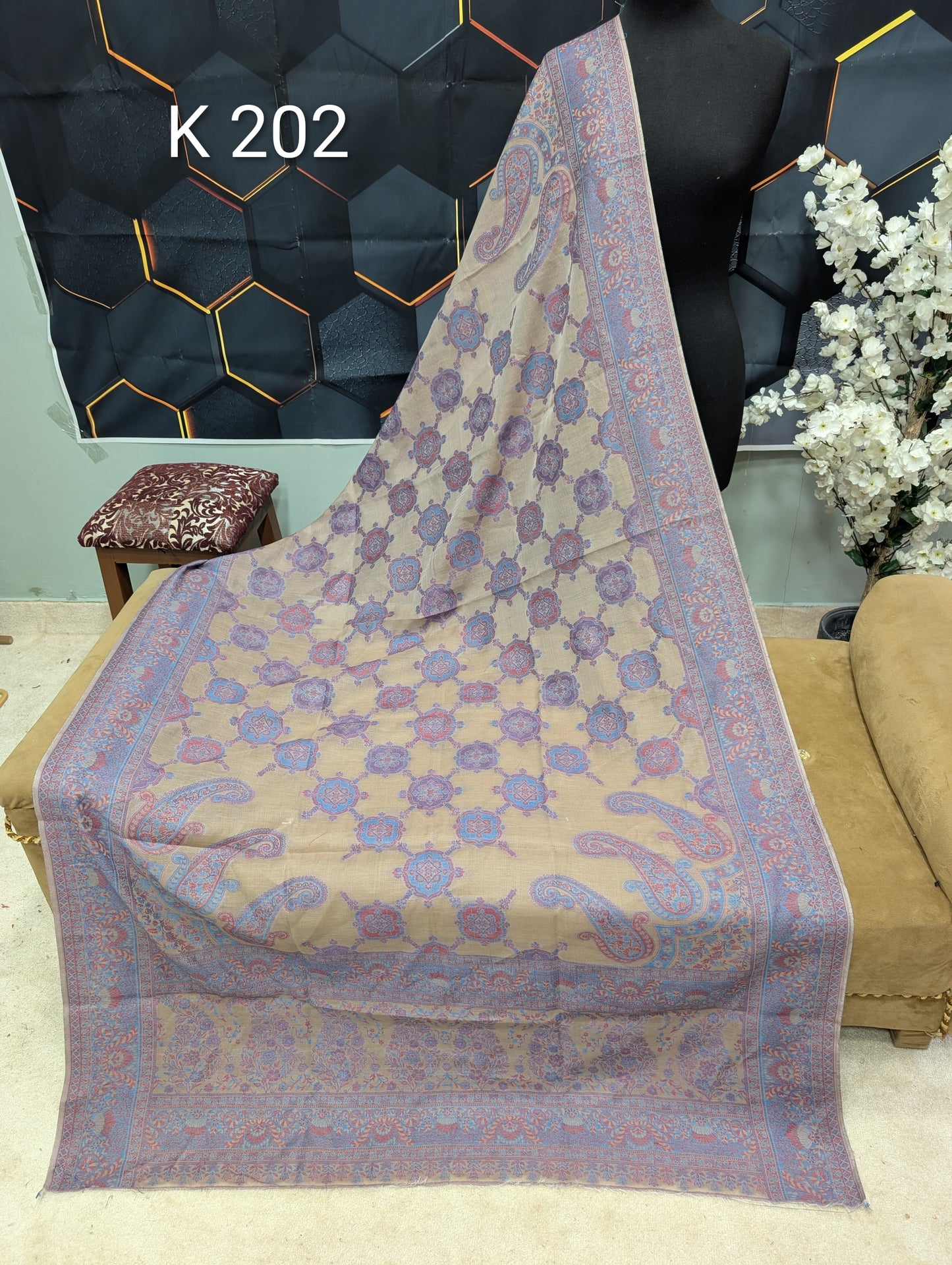 Lawn Full kani Shawl | Self Kani Shawl Full Size Pure Lawn | K202