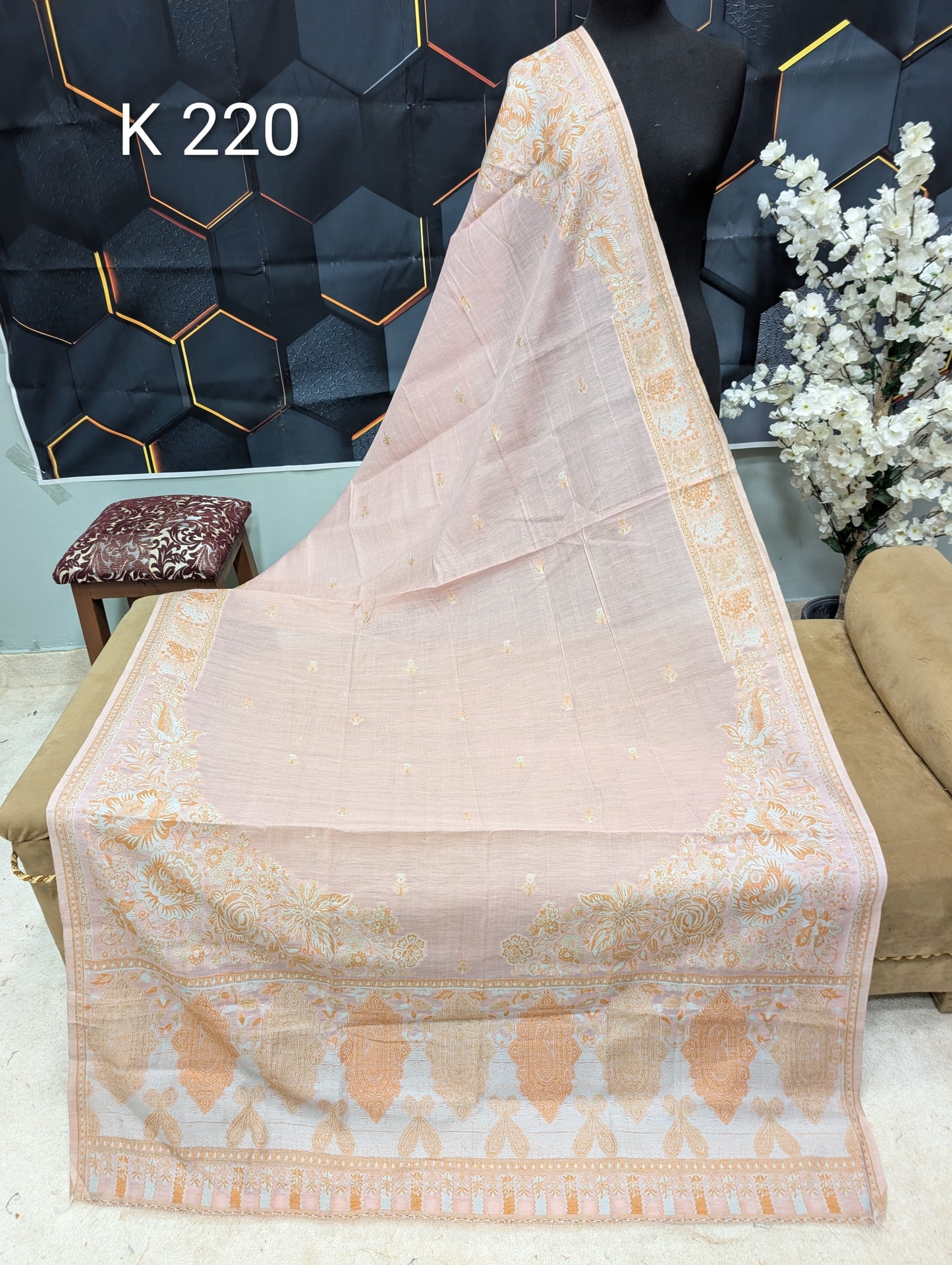 Lawn Full kani Shawl | Self Kani Shawl Full Size Pure Lawn | K220