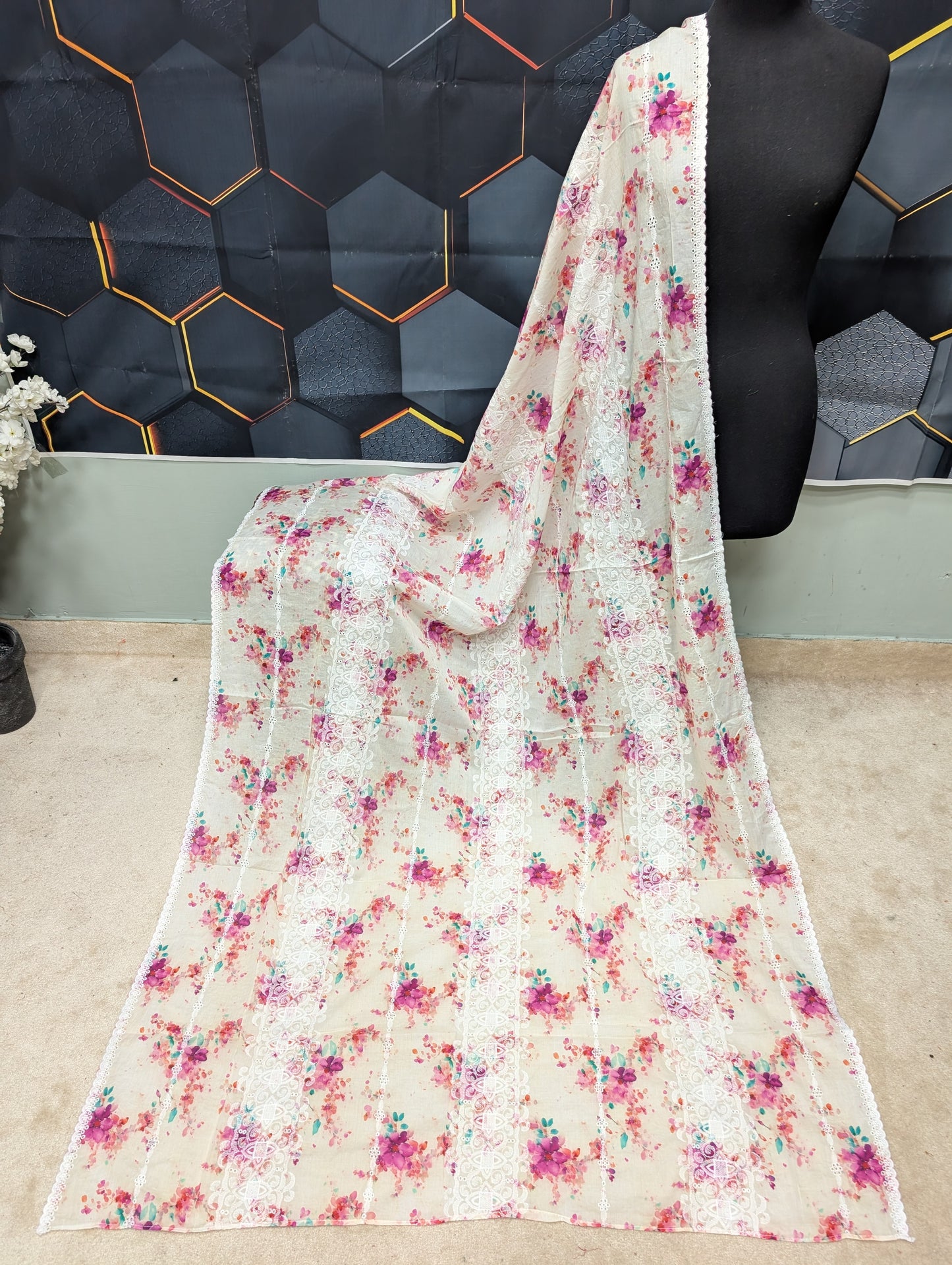 Chikankari Printed Shawl - Pure Lawn Full Size Shawl