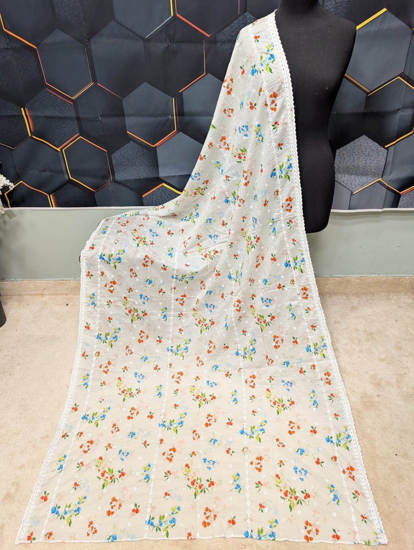 Chikankari Printed Shawl - Pure Lawn Full Size Shawl