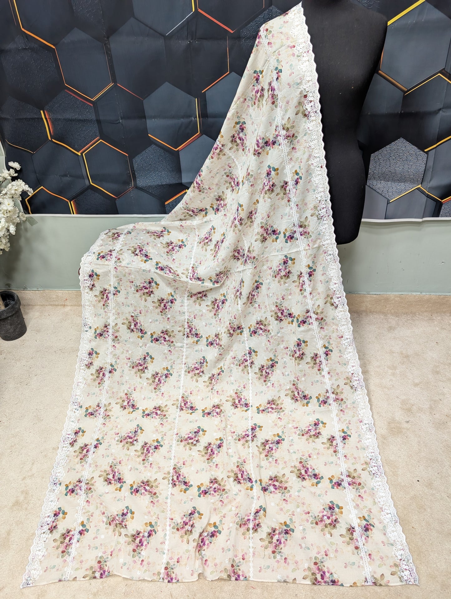 Chikankari Printed Shawl - Pure Lawn Full Size Shawl