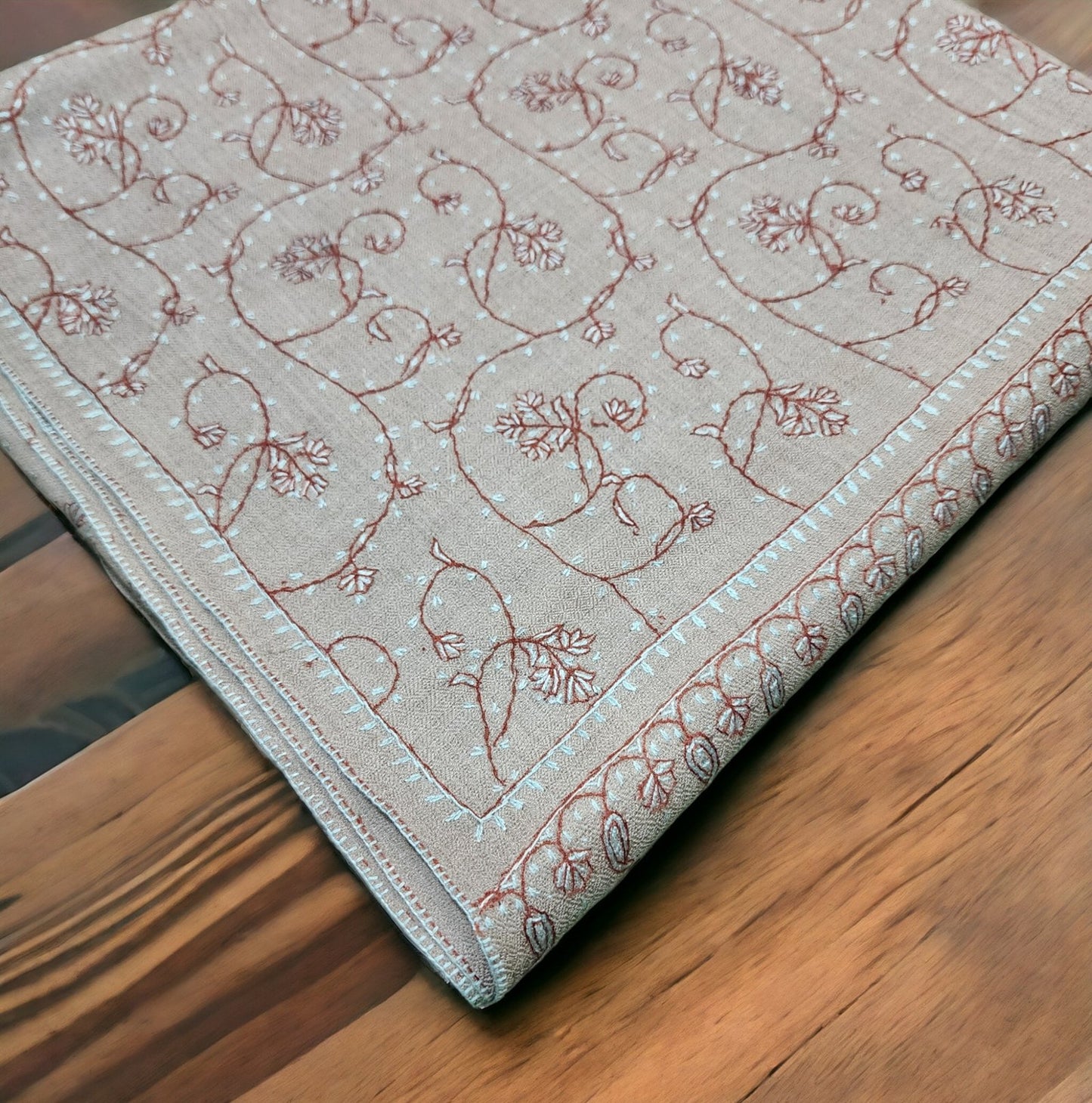 Sozni Work Pure Pashmina (Toosh) Shawl Beautiful Handmade in Kashmir