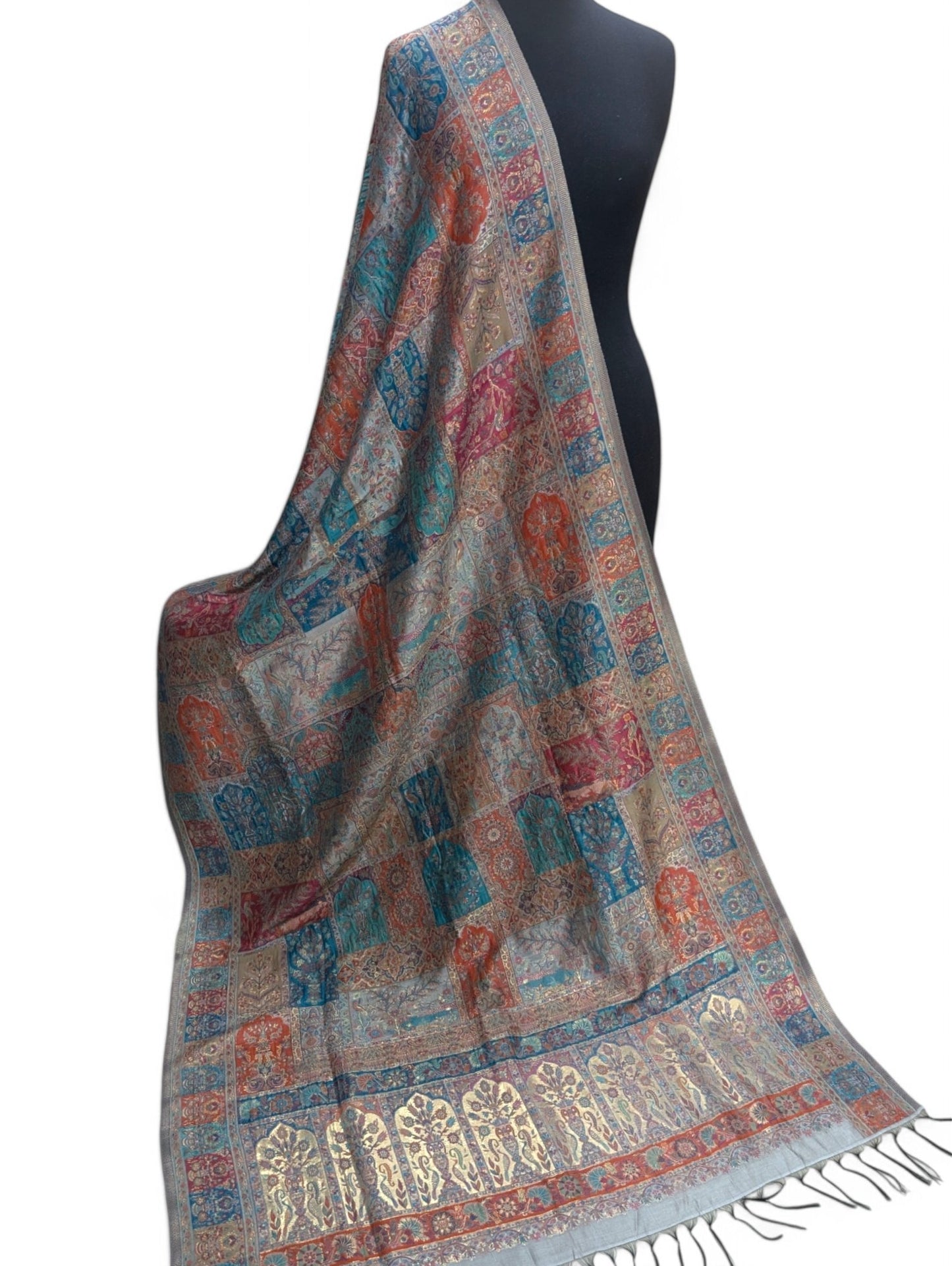 Luxury Kani Silk Dupatta Shawl, Wedding Wrap Perfect Gift Made in Kashmir