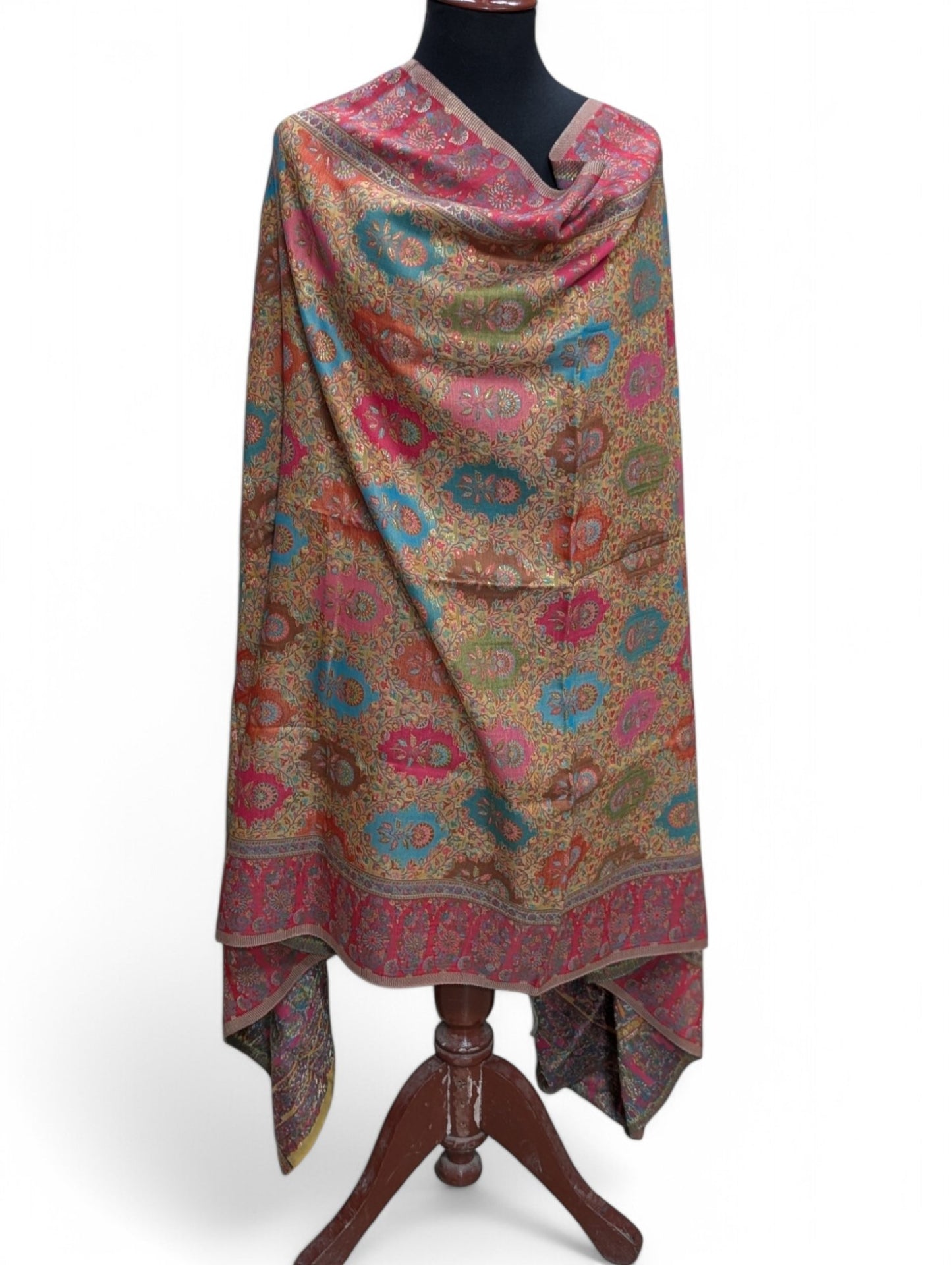 Luxury Kani Silk Dupatta Shawl, Wedding Wrap Perfect Gift Made in Kashmir