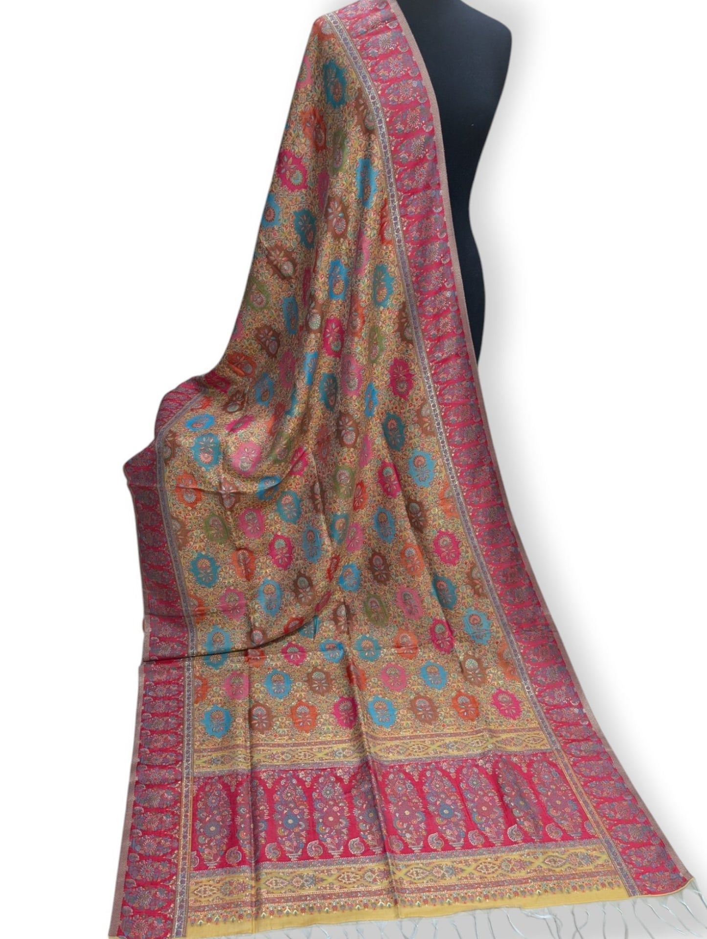 Luxury Kani Silk Dupatta Shawl, Wedding Wrap Perfect Gift Made in Kashmir