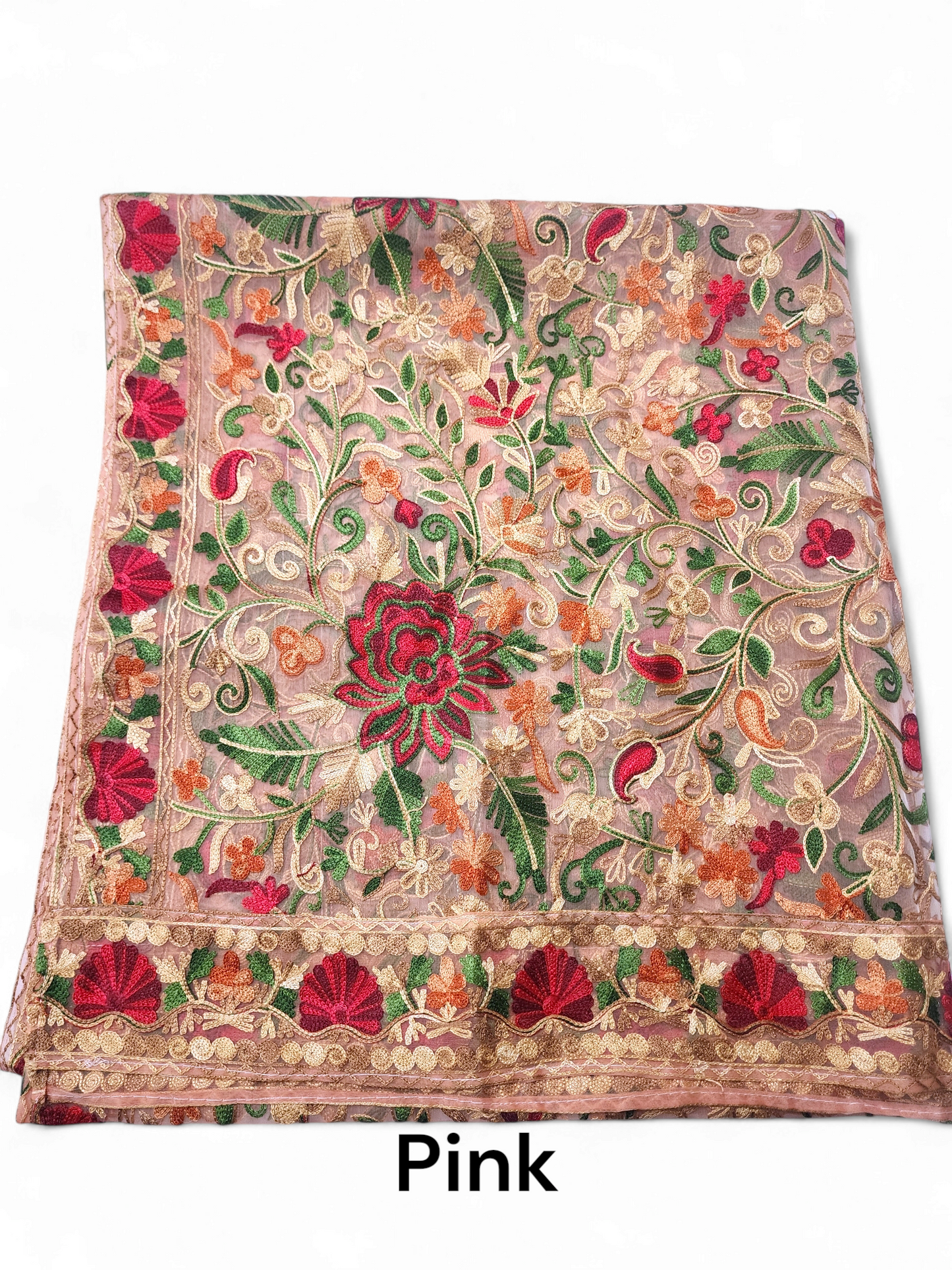 Organza Gulabkar Embroidered Dupatta Soft and Beautiful Dupatta | Pink