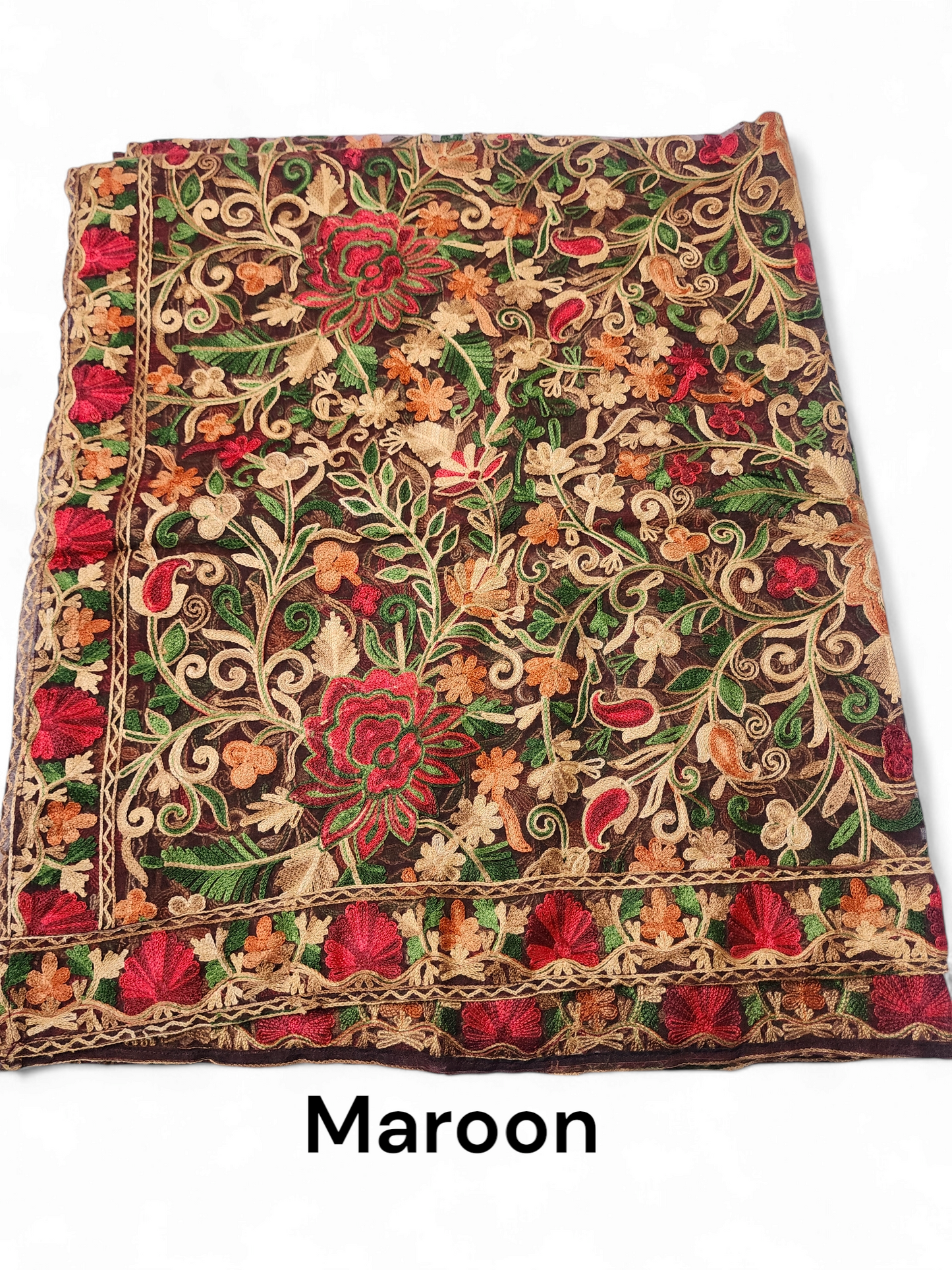 Organza Gulabkar Embroidered Dupatta Soft and Beautiful Dupatta | Maroon