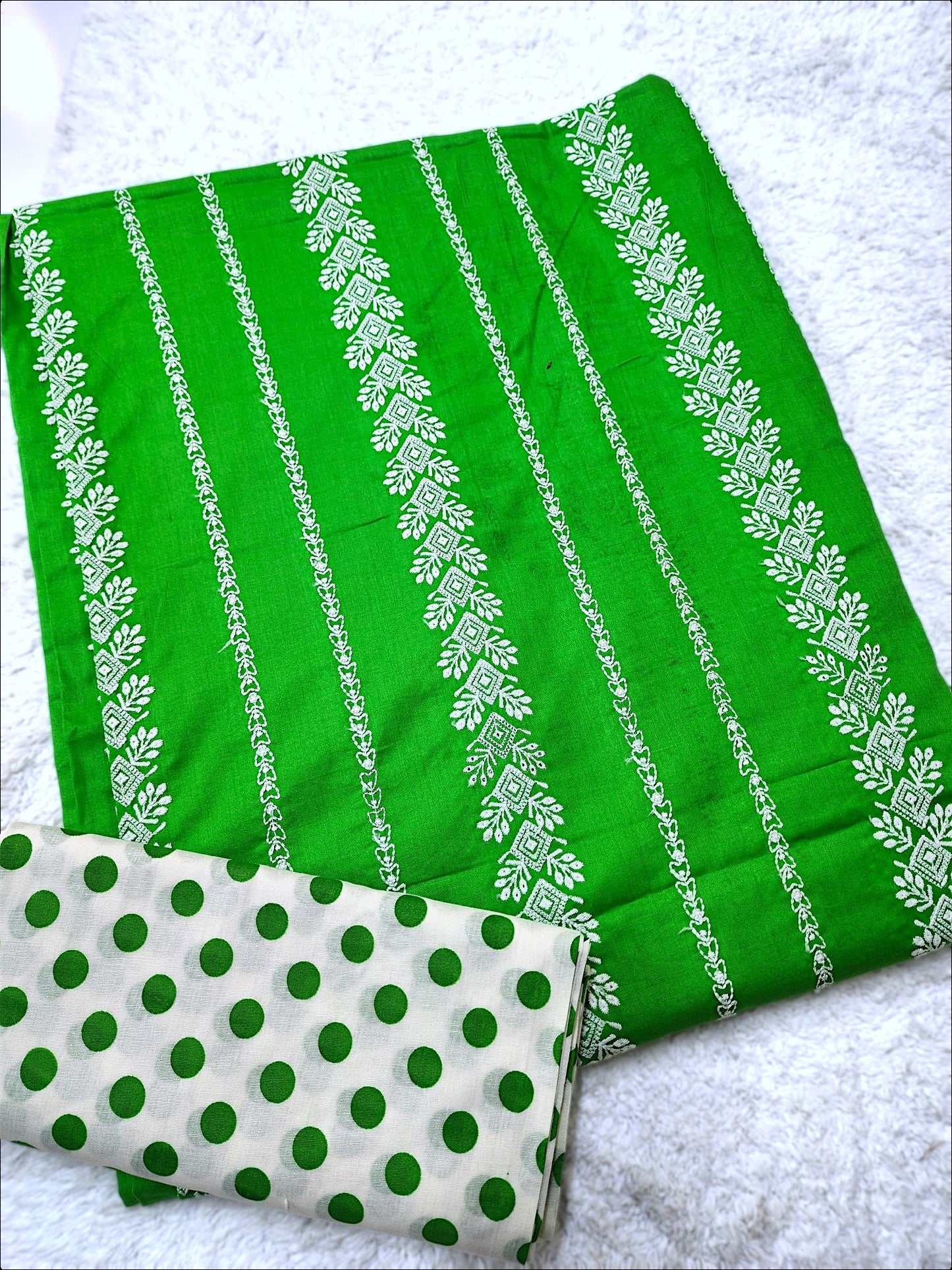 Chikankari Lawn 2 Piece Suit Lining Design | Parrot Green