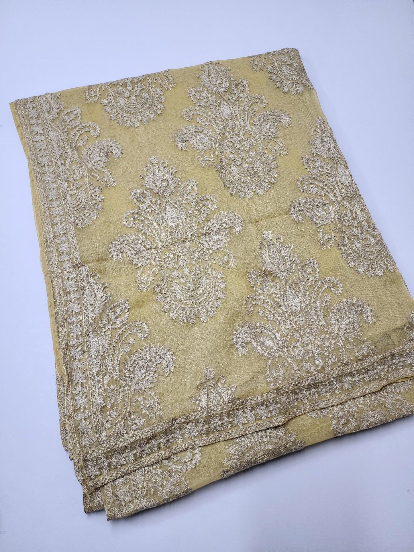 Crinkle Chiffon Embroidered Dupatta | Skin with Skin