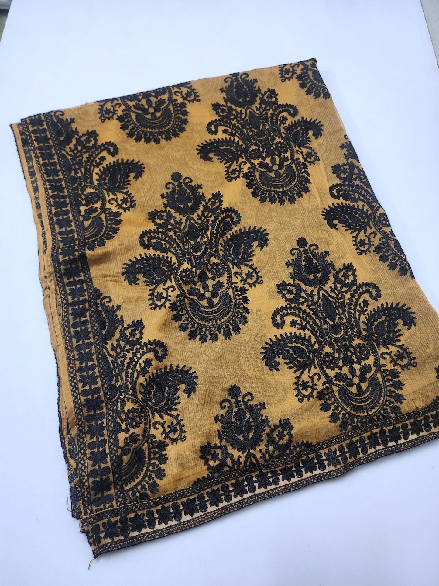 Crinkle Chiffon Embroidered Dupatta | Dark Skin