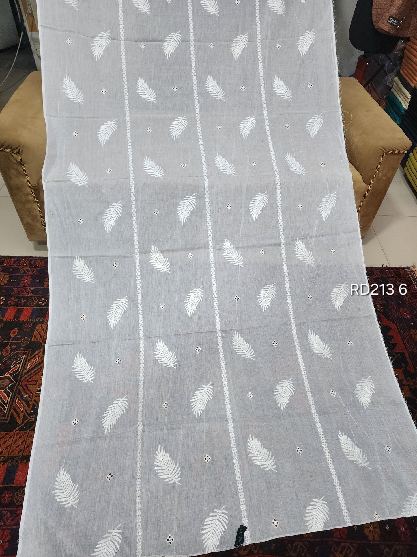 White Cutwork Border Pure Lawn Embroidered Dupatta | RD213