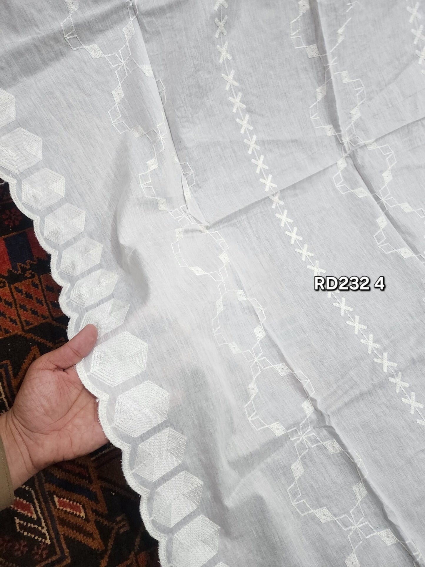 White Cutwork Border Pure Lawn Embroidered Dupatta