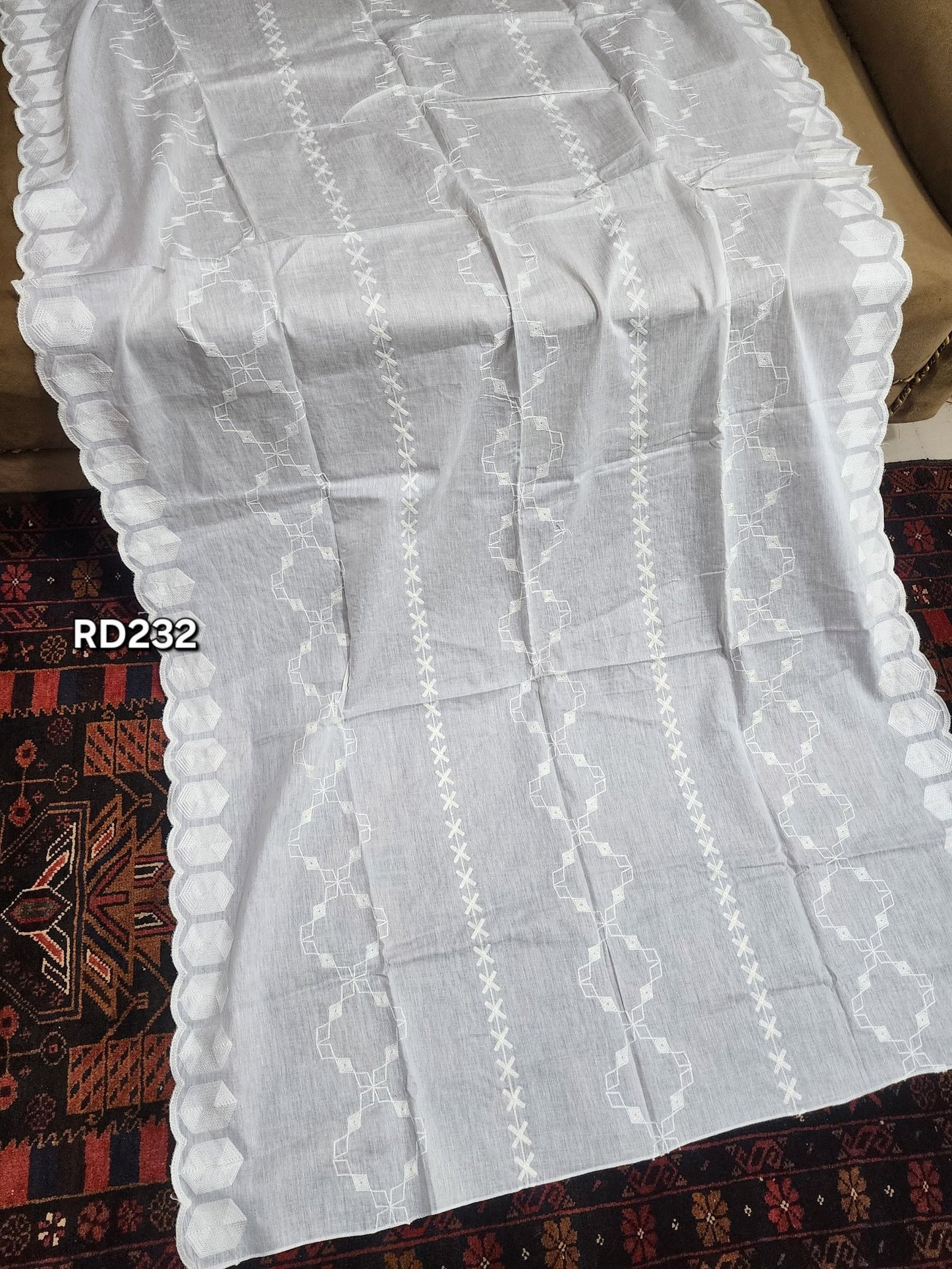 White Cutwork Border Pure Lawn Embroidered Dupatta