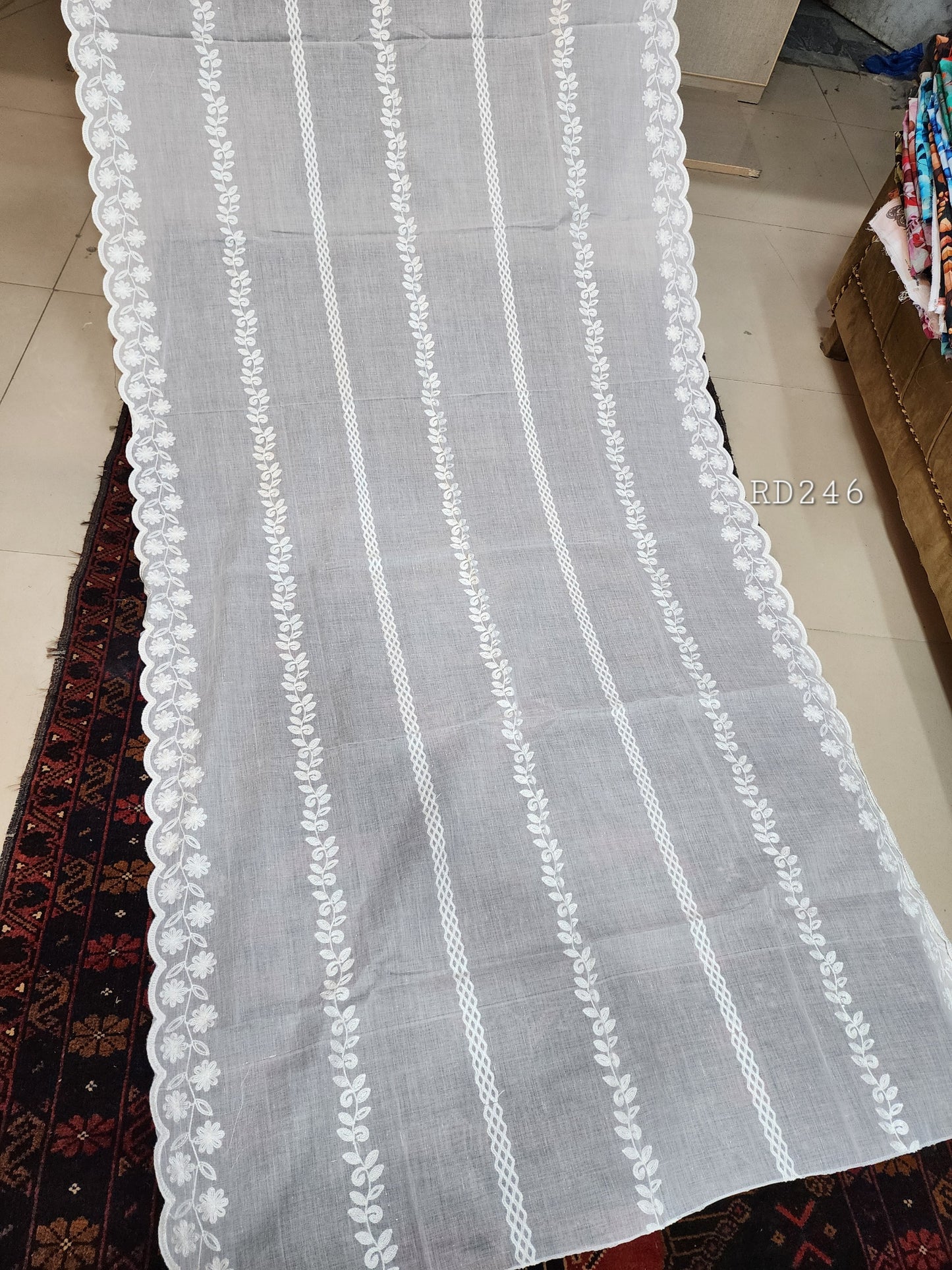 White Cutwork Border Pure Lawn Embroidered Dupatta | RD246