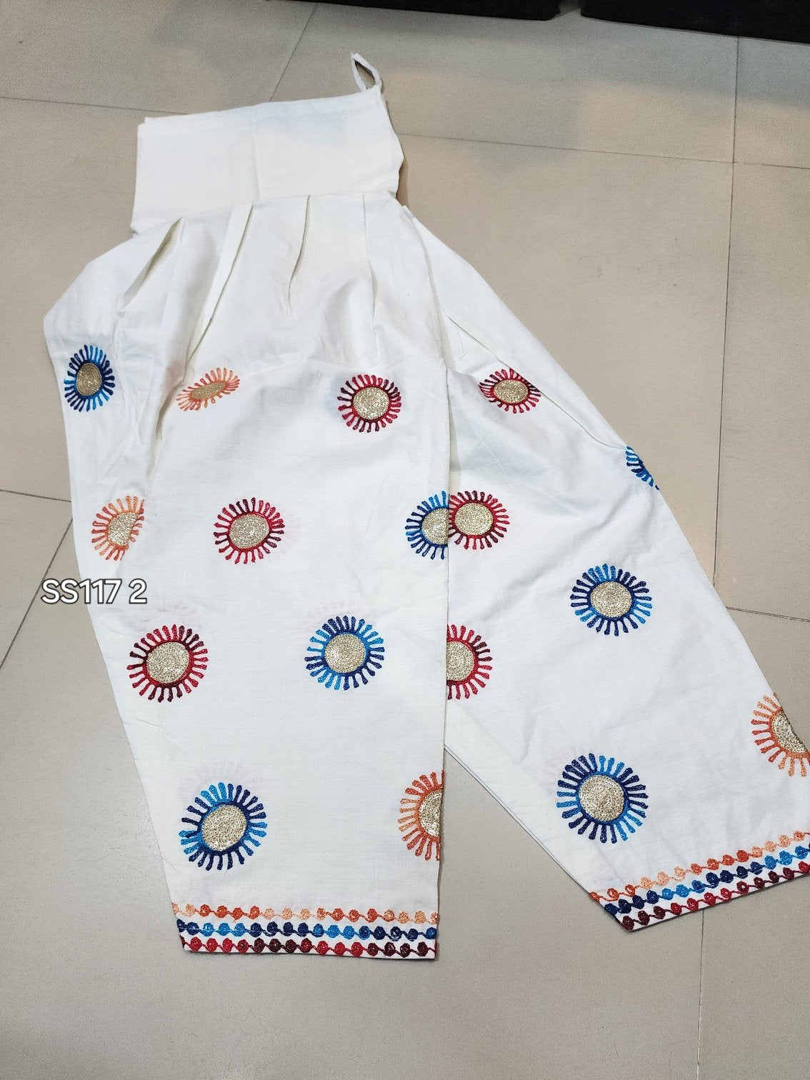 Stitched Cotton Patiala Style Embroidered Shalwar