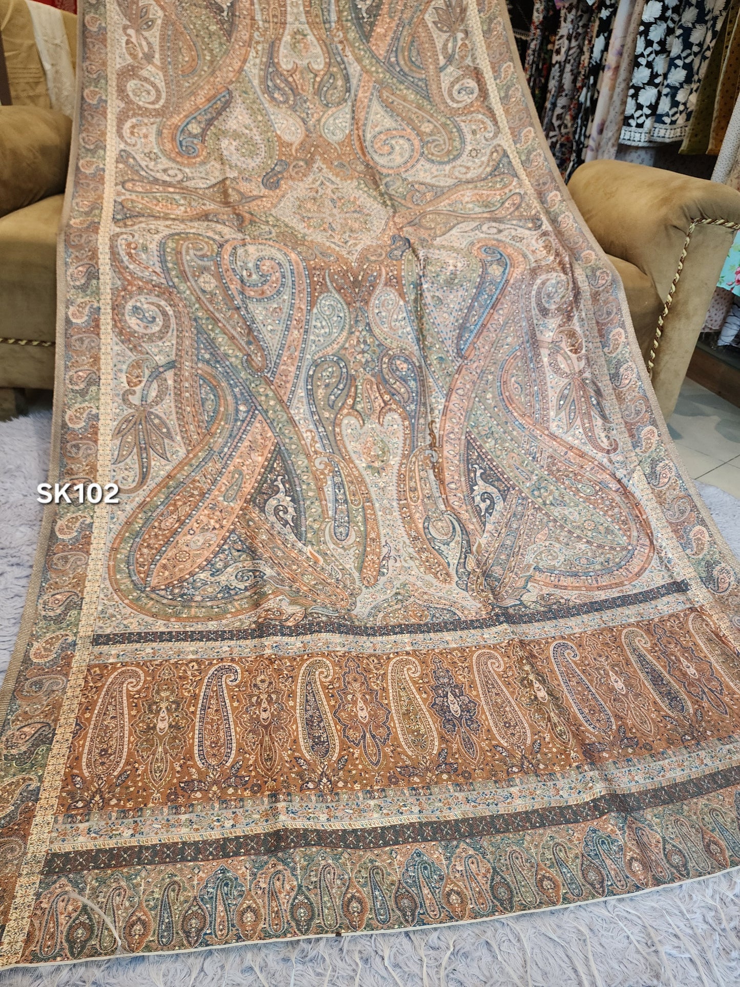 Luxury Kani Silk Shawl, Wedding Wrap Perfect Gift Made in Kashmir | SK102