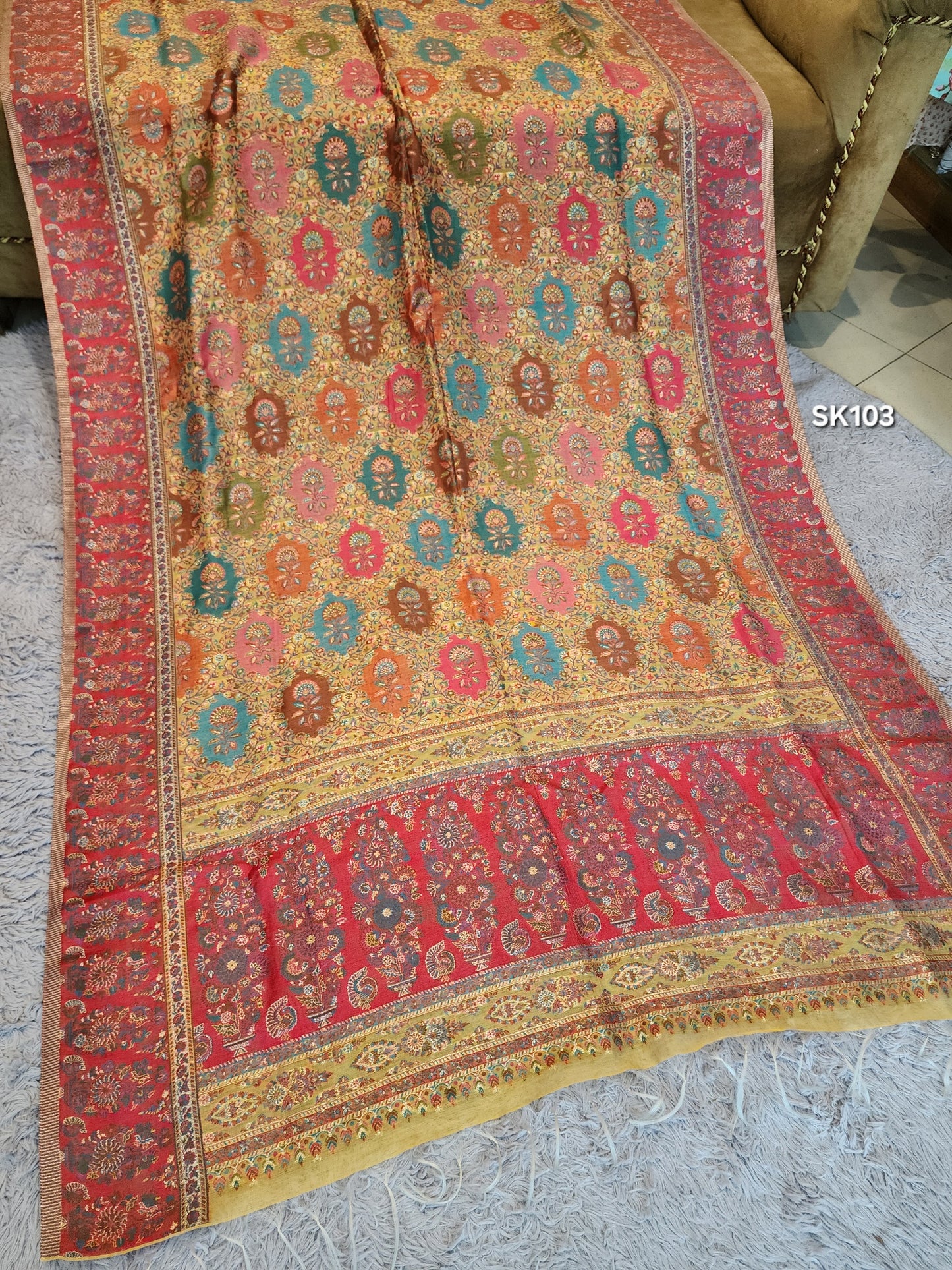 Luxury Kani Silk Shawl, Wedding Wrap Perfect Gift Made in Kashmir | SK103