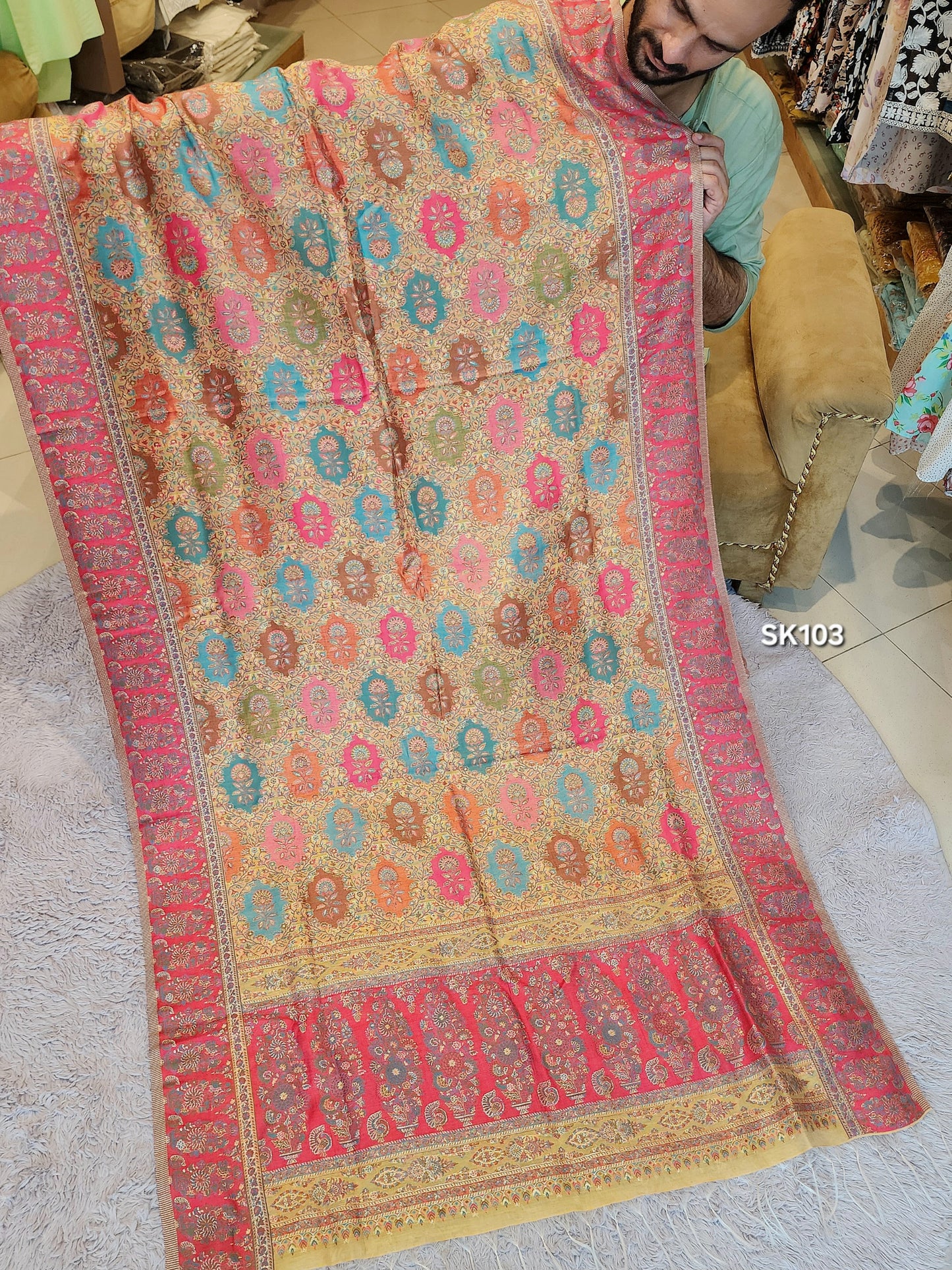 Luxury Kani Silk Shawl, Wedding Wrap Perfect Gift Made in Kashmir | SK103