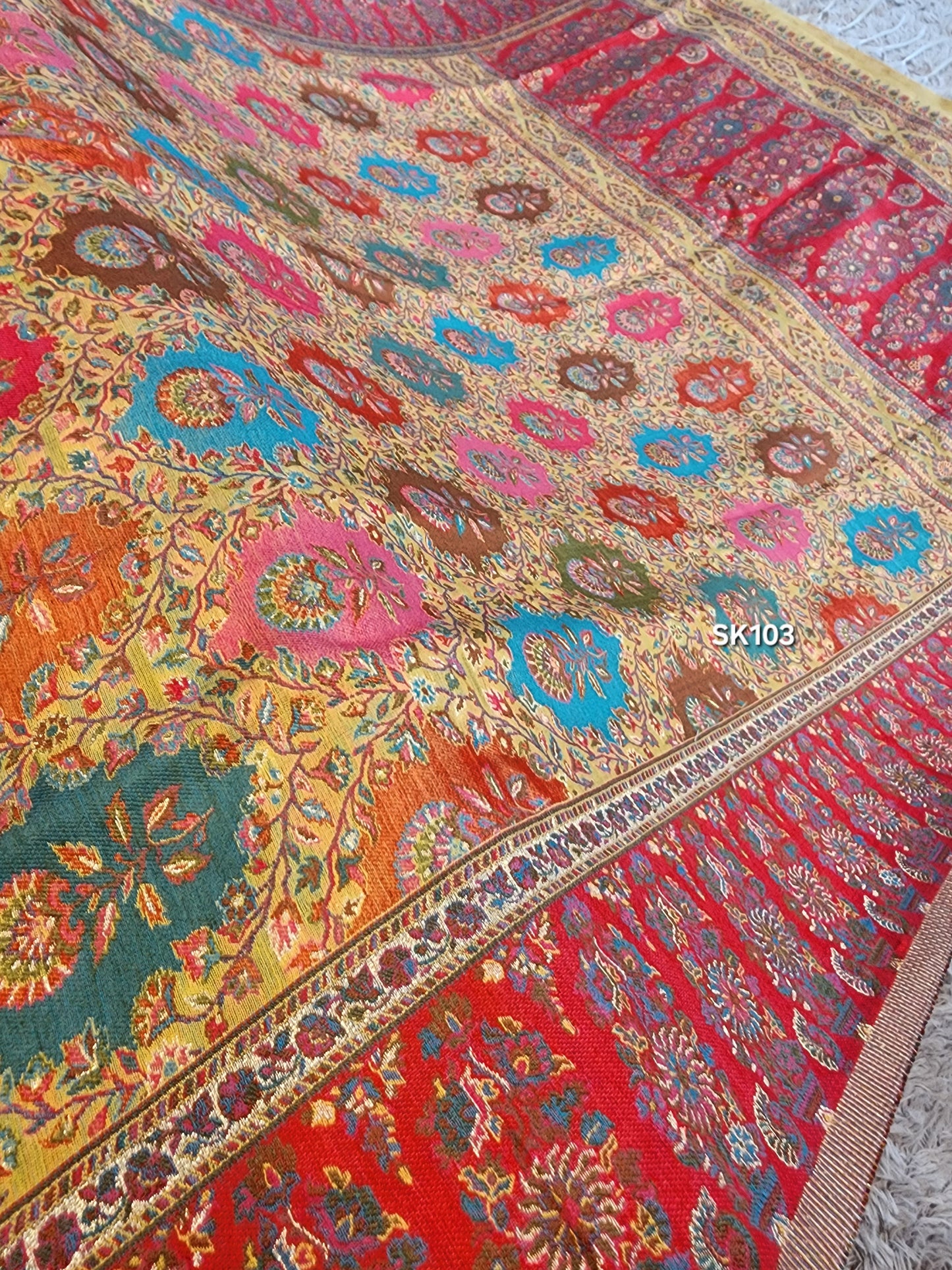 Luxury Kani Silk Shawl, Wedding Wrap Perfect Gift Made in Kashmir | SK103
