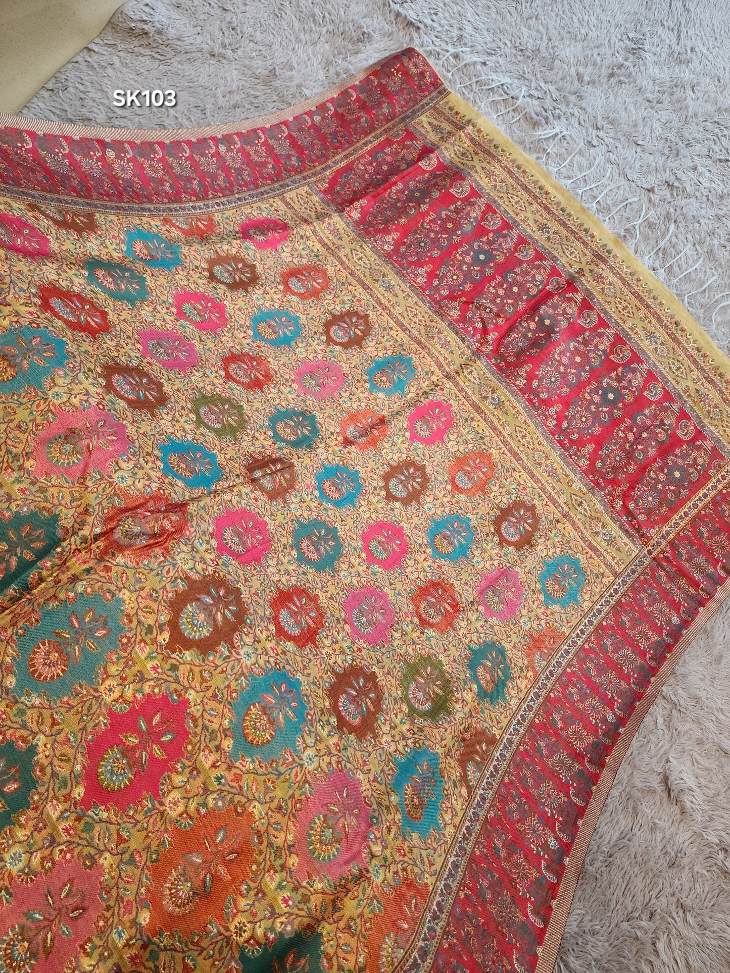 Luxury Kani Silk Shawl, Wedding Wrap Perfect Gift Made in Kashmir | SK103