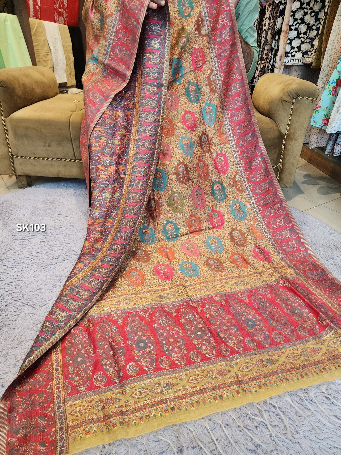 Luxury Kani Silk Shawl, Wedding Wrap Perfect Gift Made in Kashmir | SK103