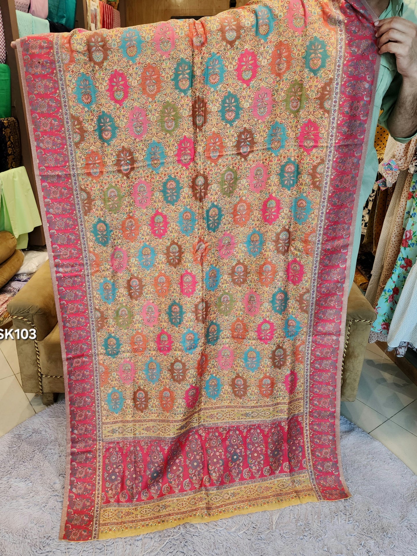 Luxury Kani Silk Shawl, Wedding Wrap Perfect Gift Made in Kashmir | SK103
