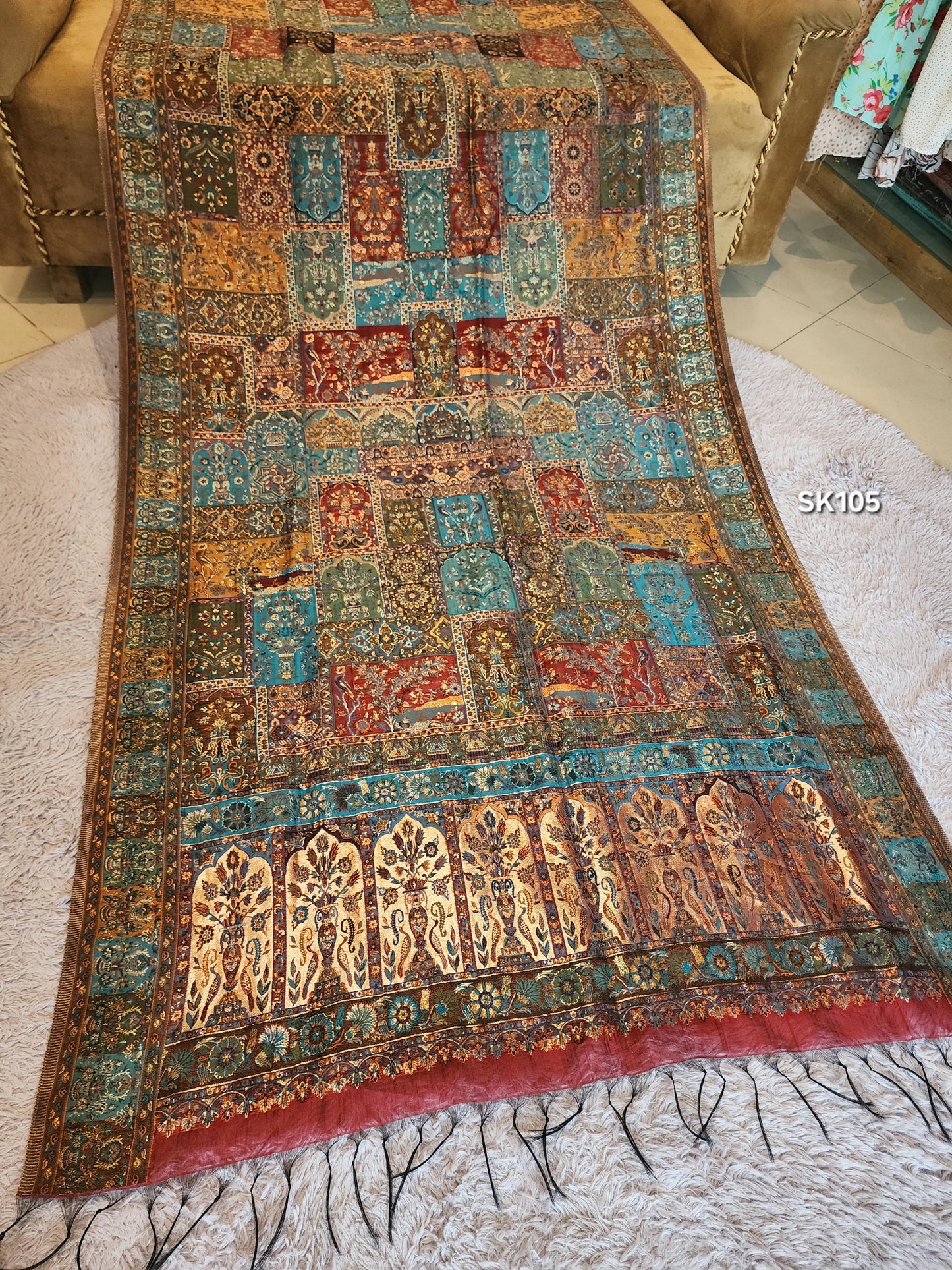 Luxury Kani Silk Shawl, Wedding Wrap Perfect Gift Made in Kashmir | SK105