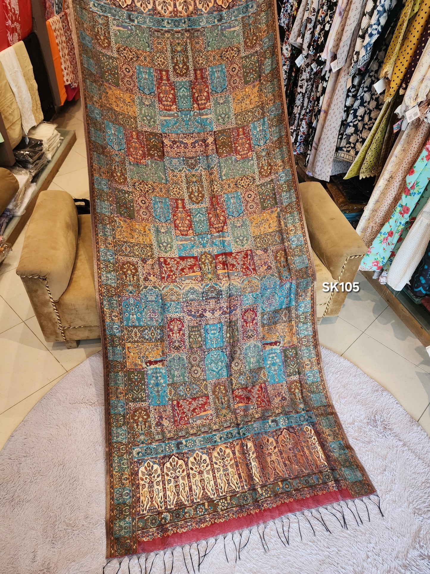 Luxury Kani Silk Shawl, Wedding Wrap Perfect Gift Made in Kashmir | SK105