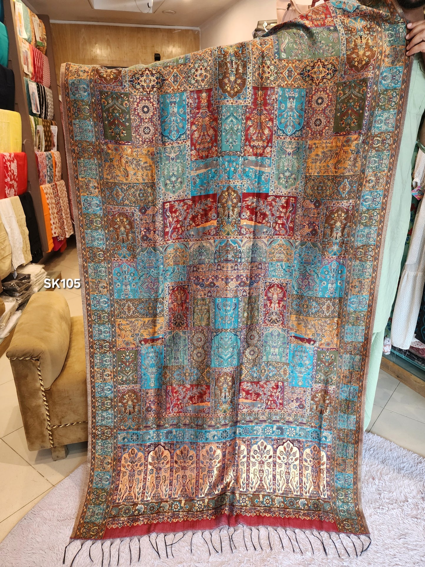 Luxury Kani Silk Shawl, Wedding Wrap Perfect Gift Made in Kashmir | SK105
