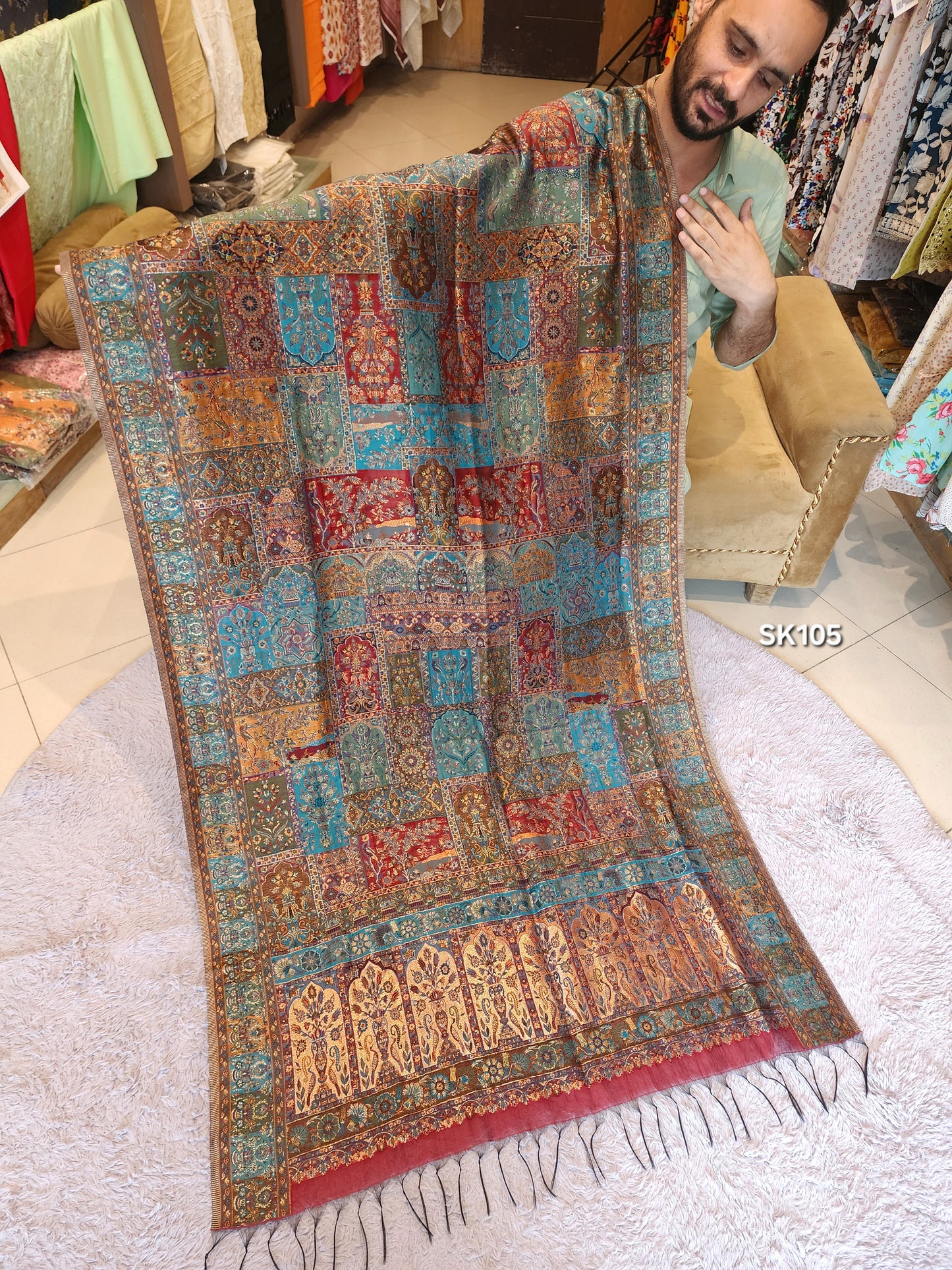 Luxury Kani Silk Shawl, Wedding Wrap Perfect Gift Made in Kashmir | SK105