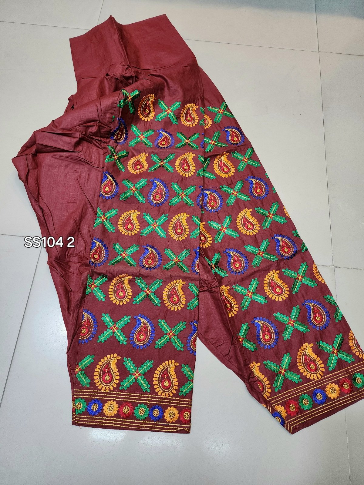Stitched Cotton Patiala Style Embroidered Shalwar