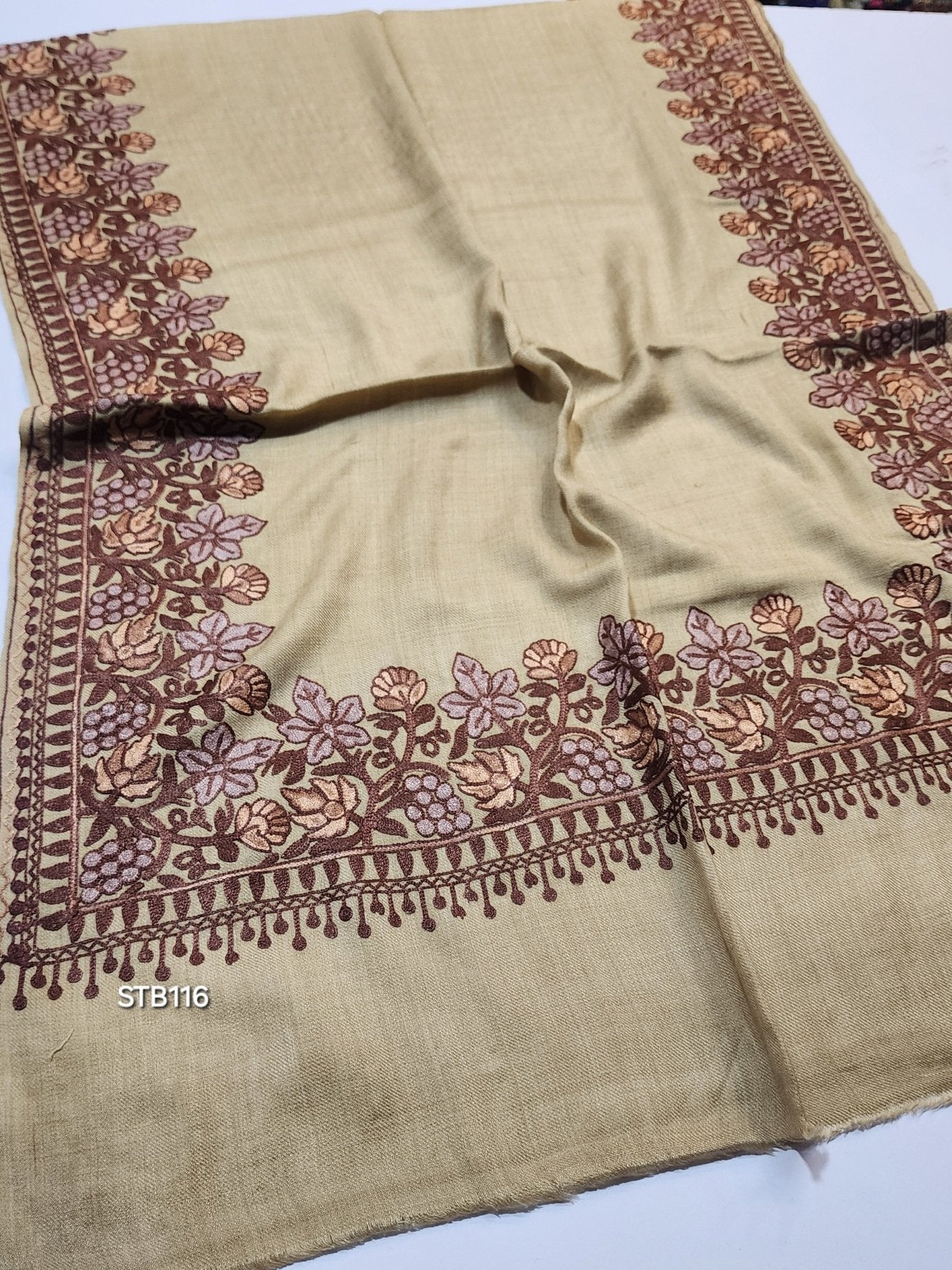 Pashmina Stole | Aari Border Embroidery 4 Side Border Perfect Gift