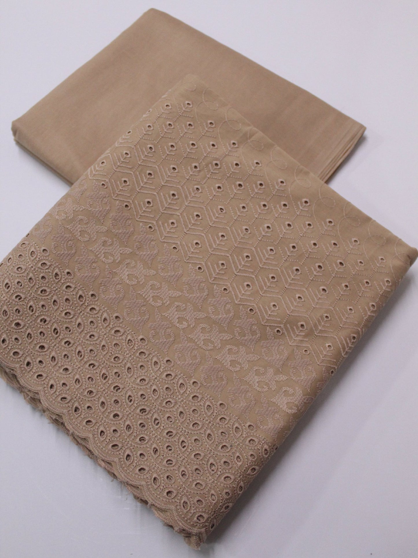 Chikankari Lawn 2 Piece Suit Daman Bore Long Length Suit | Dark skin