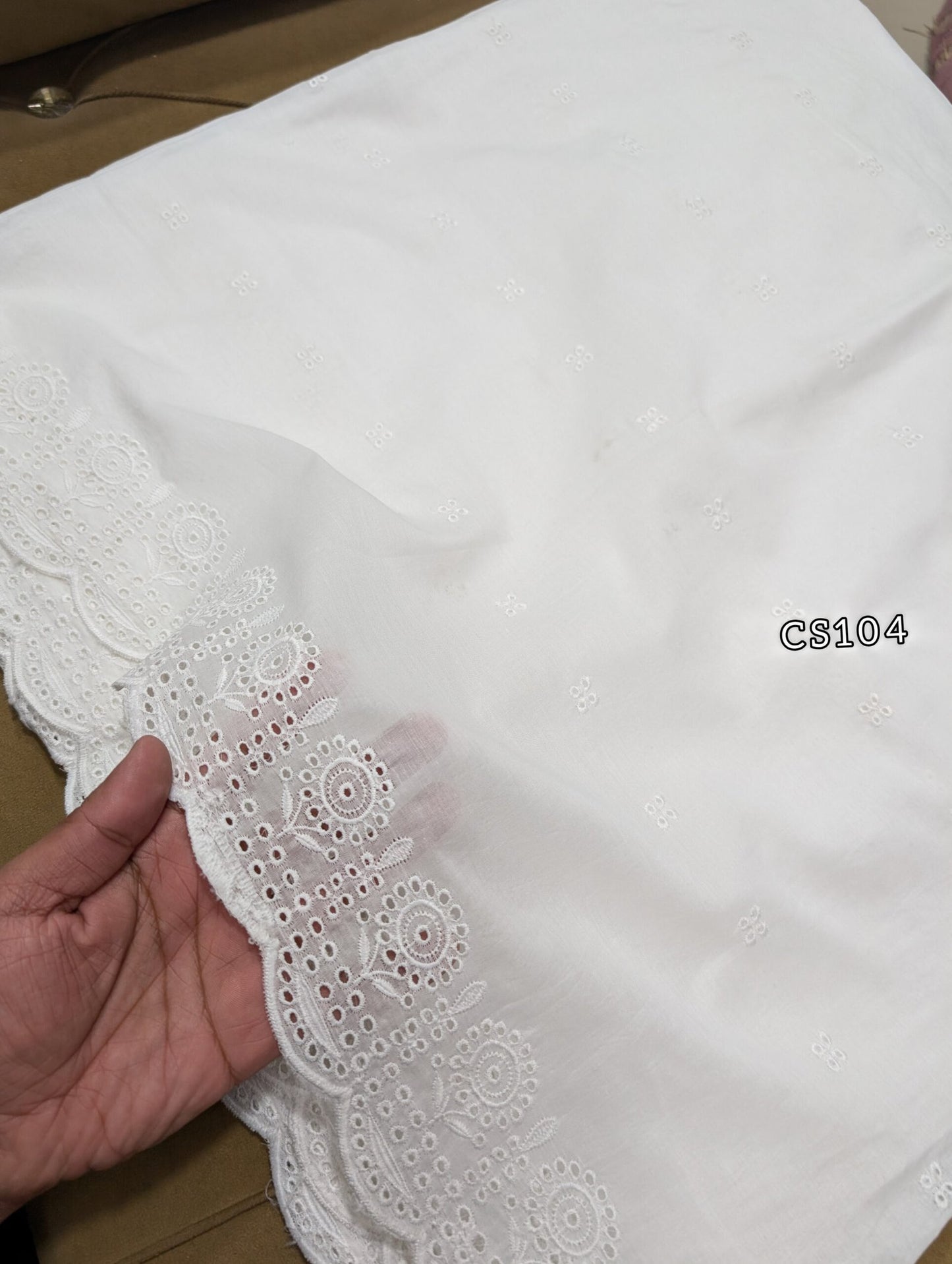 Chikankari Lawn Shawl on Pure Lawn Full Size Cutwork Border | CS104