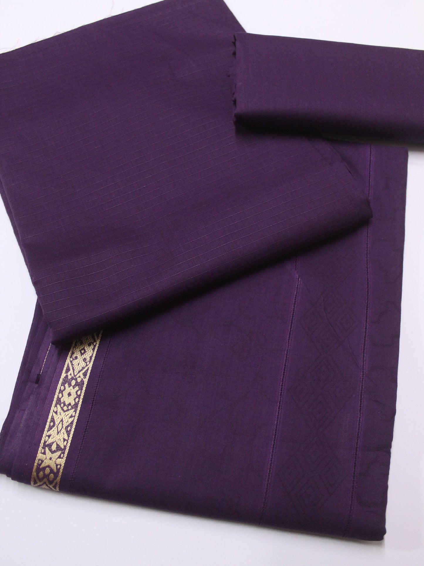 3 Piece Doria Lawn Suit with Jacquard Tarkashi Shawl | Purple